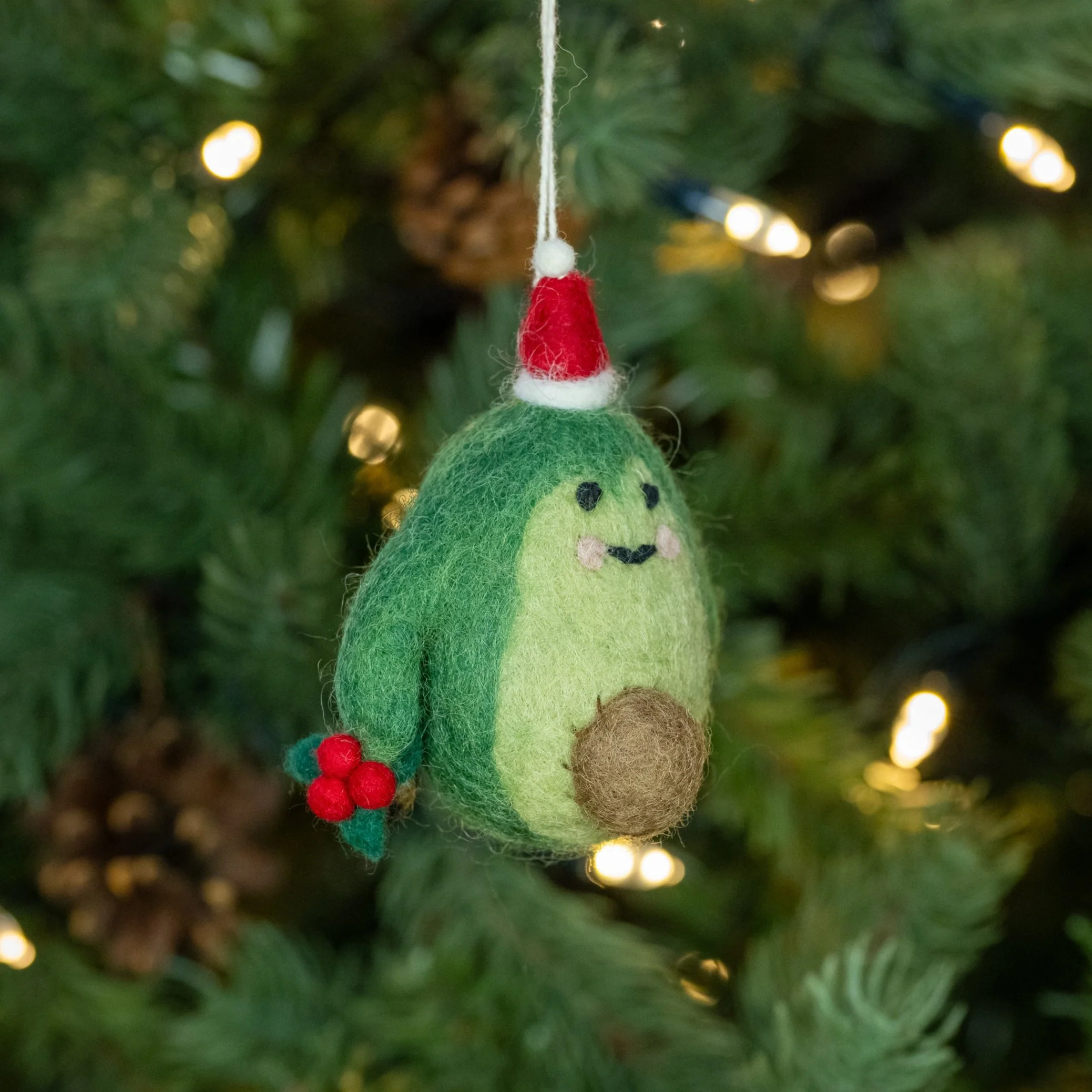 Christmas Avocado  | Handmade Felt Christmas Decoration - Image 3