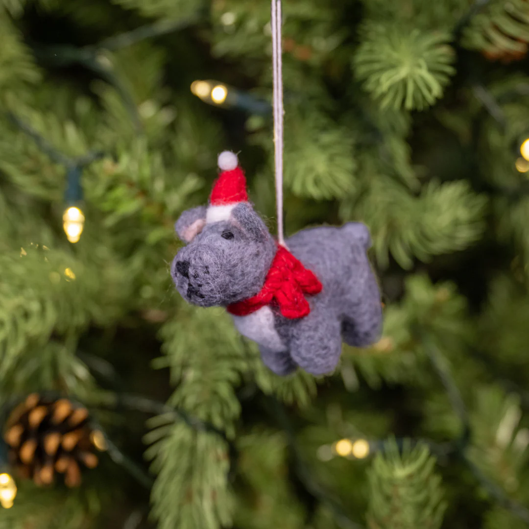 Christmas French Bull Dog | Handmade Felt Christmas Decoration - Image 3
