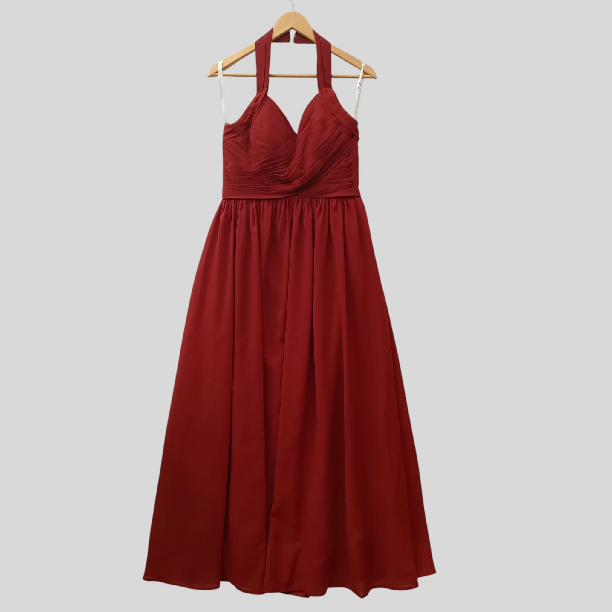 Cicinia Rust Long  Bridesmaid Dress Tie Neck  UK 10 -  Womenswear | Pre-loved