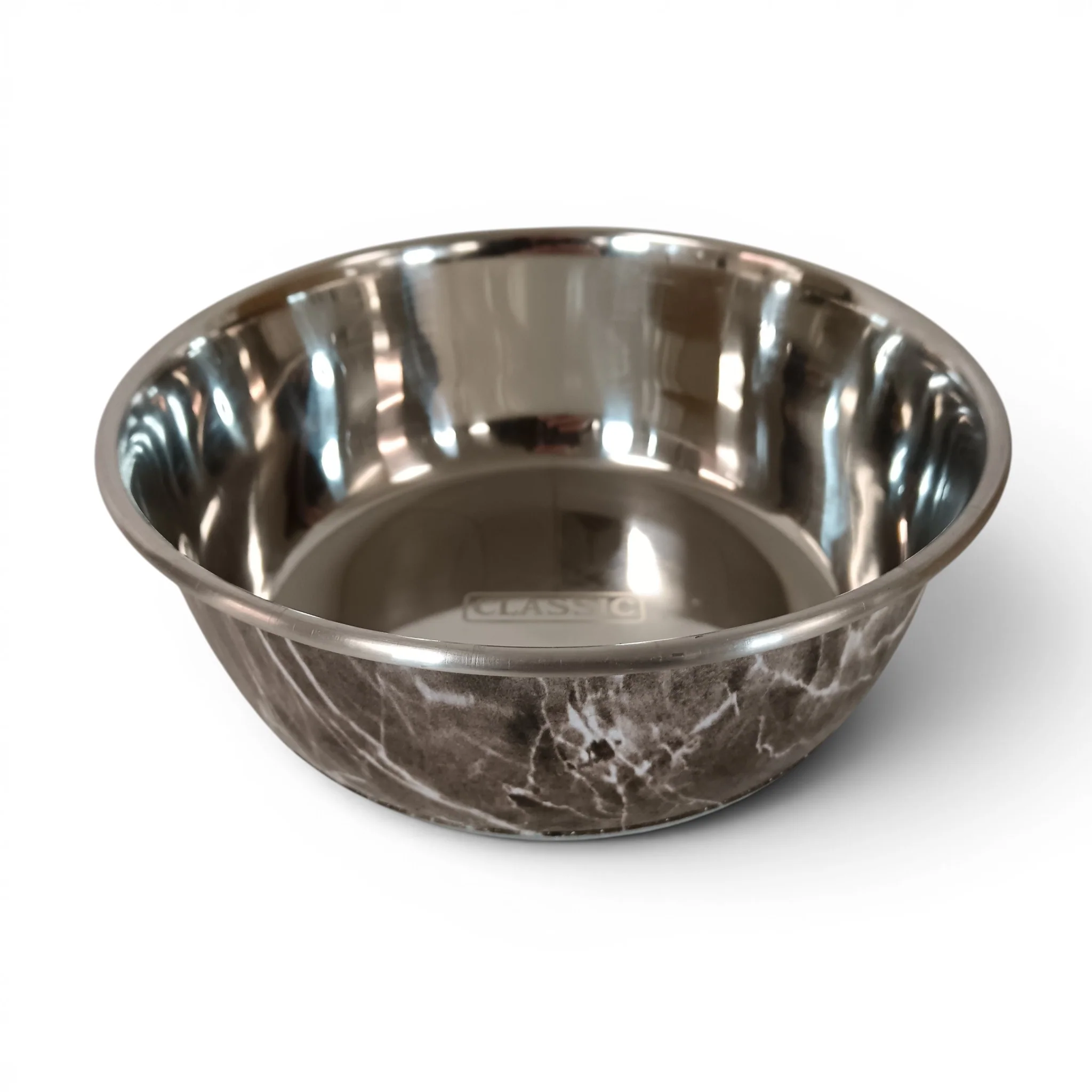 Classic Luxury Pet Bowl Stainless Steel Marble Effect Size Extra Large | Pre-loved