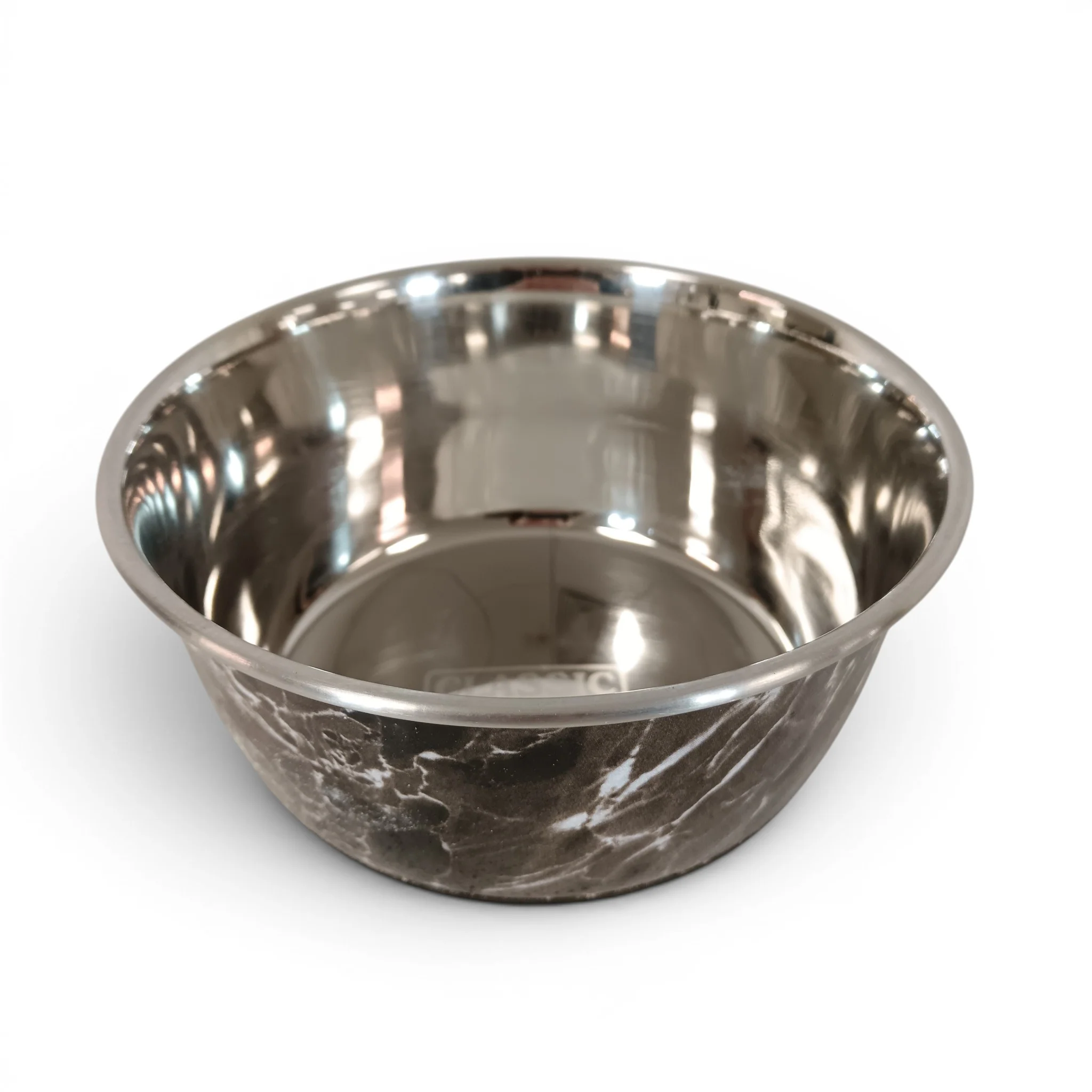Classic Luxury Pet Bowl Stainless Steel Marble Effect Size Medium | Pre-loved