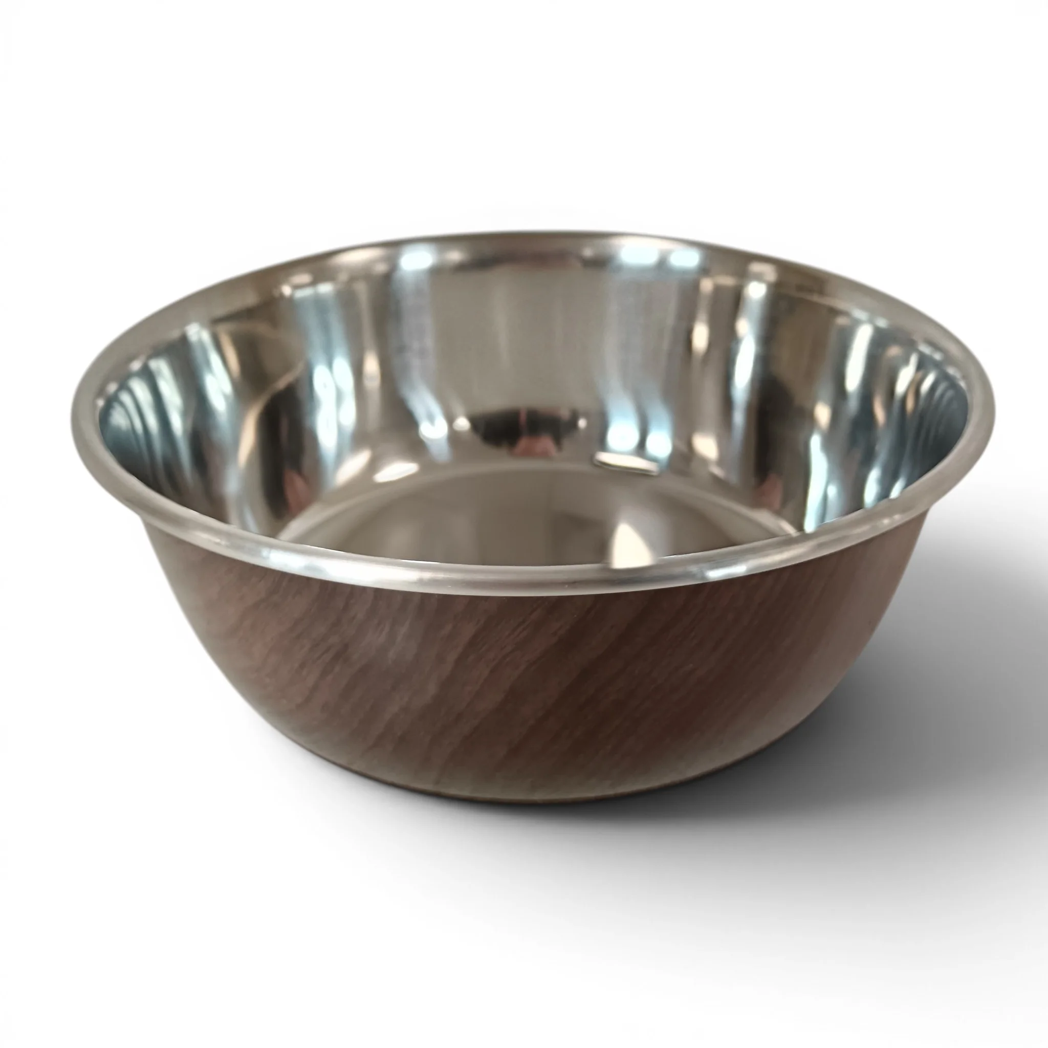 Classic Luxury Pet Bowl Stainless Steel Wood Effect Size Extra Large | Pre-loved