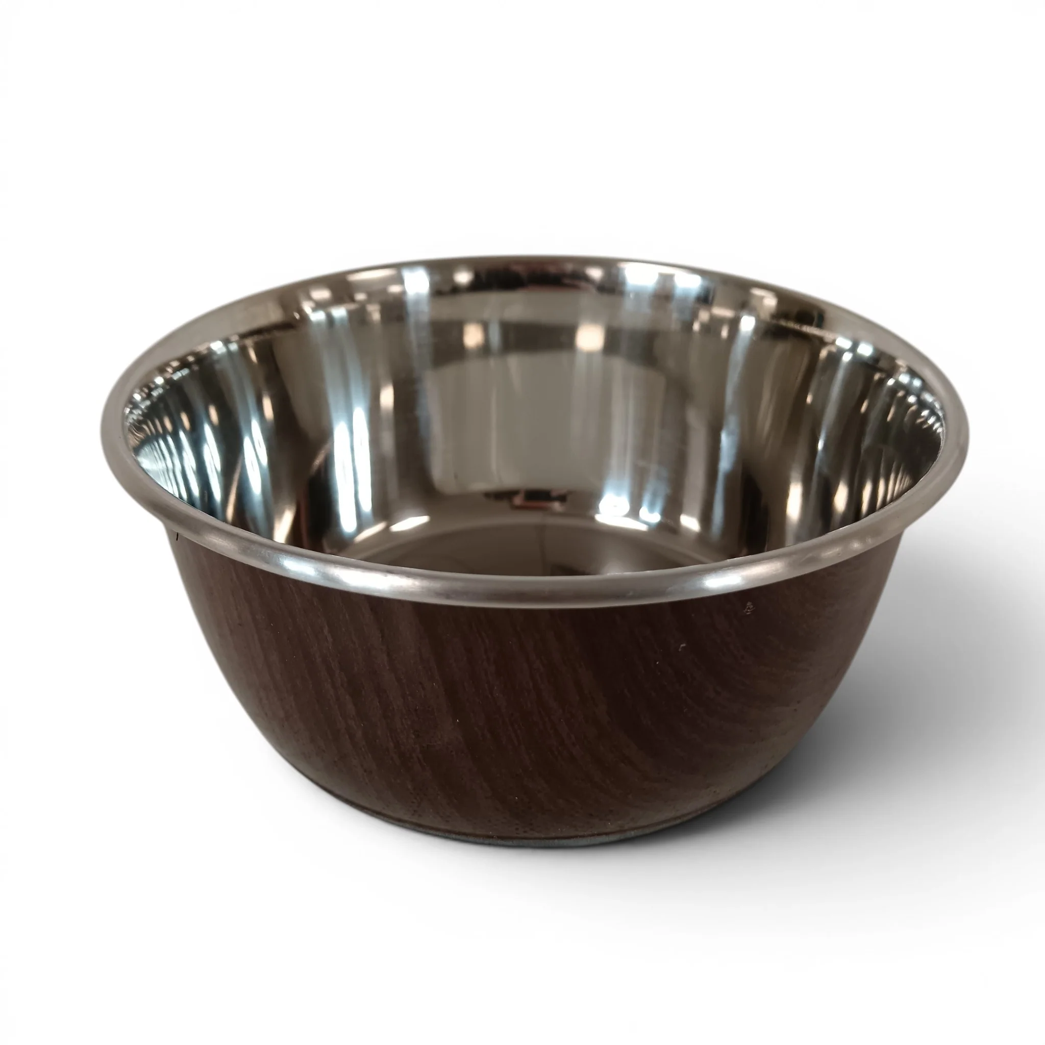 Classic Luxury Pet Bowl Stainless Steel Wood Effect Size Medium | Pre-loved
