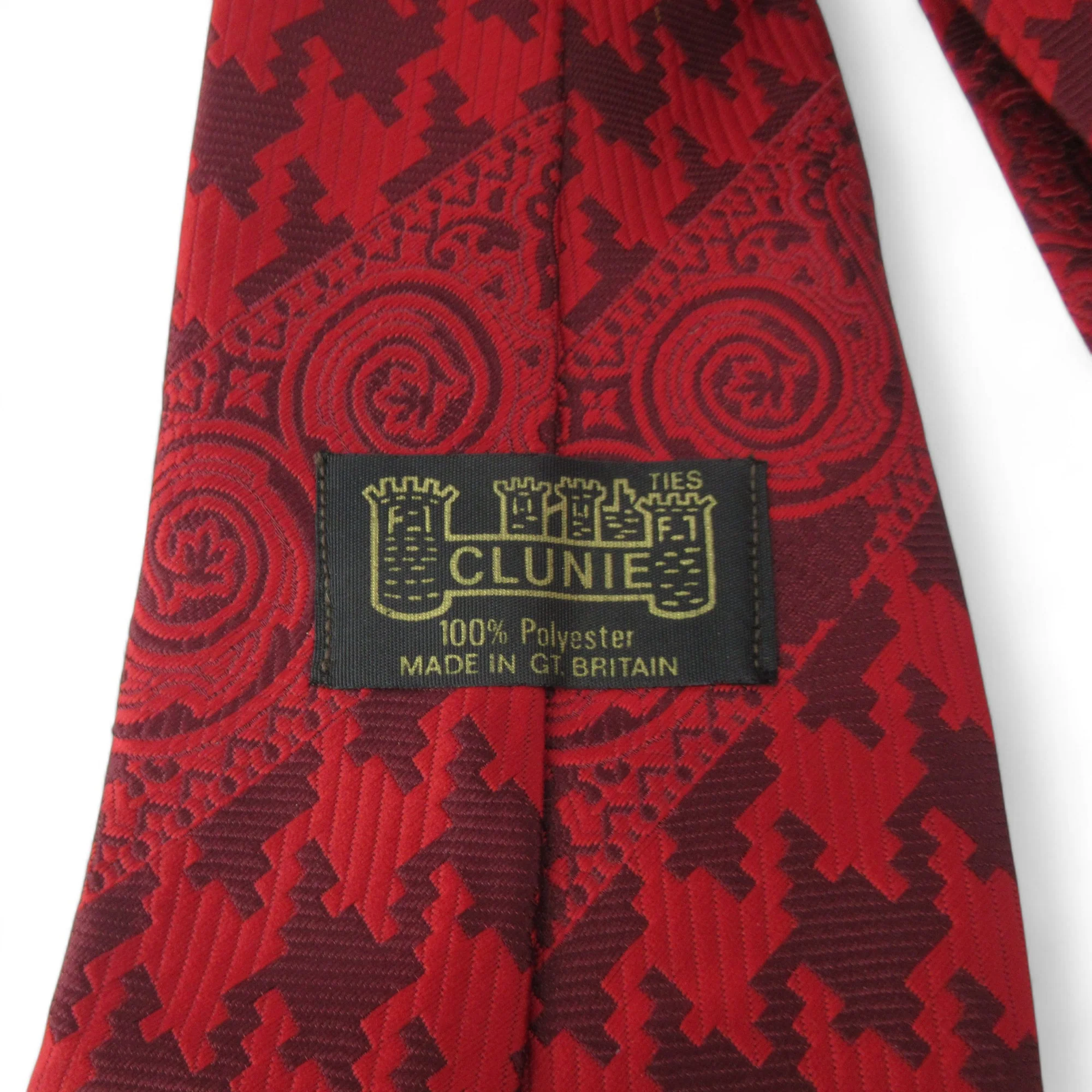 Clunie Vintage Tie Red Polyester Menswear | Preloved - Image 3
