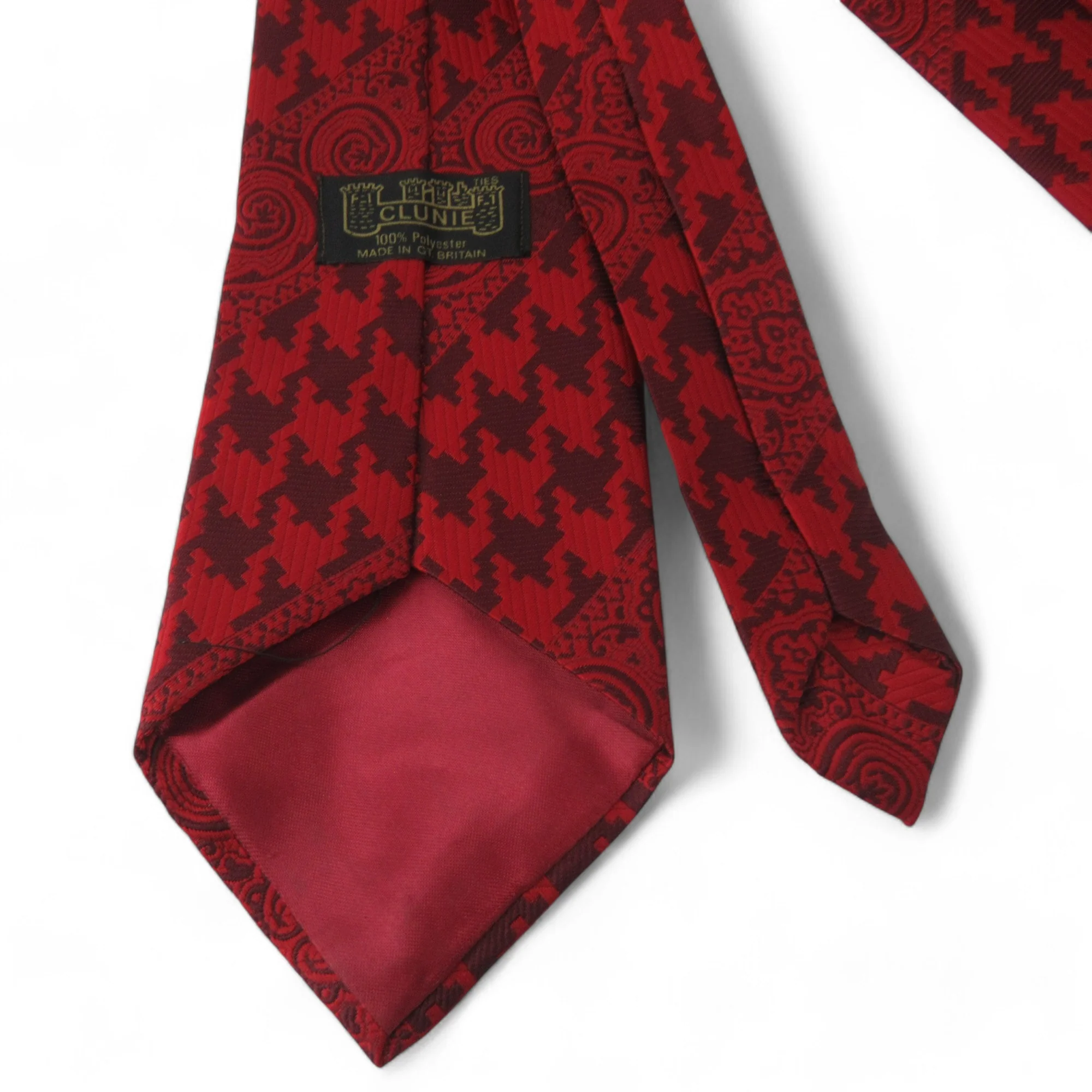 Clunie Vintage Tie Red Polyester Menswear | Preloved - Image 4