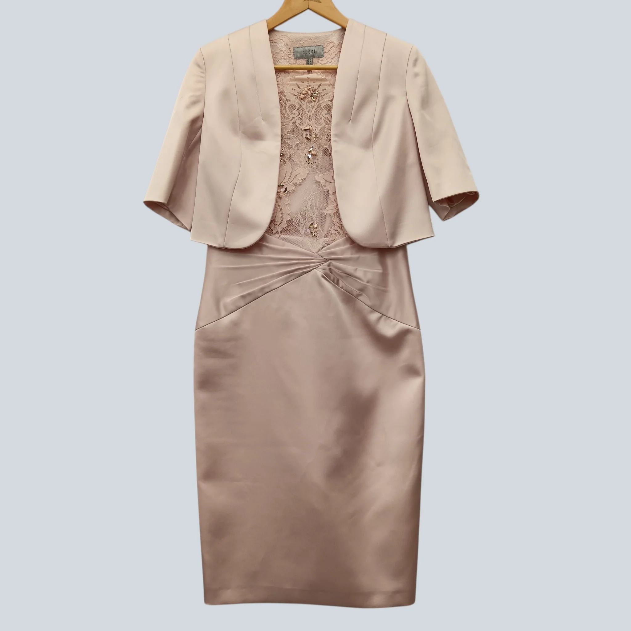 Coast Mother of Bride Outfit In Blush Colour Dress UK 12 With Jacket UK 10 Womenswear | Pre-loved