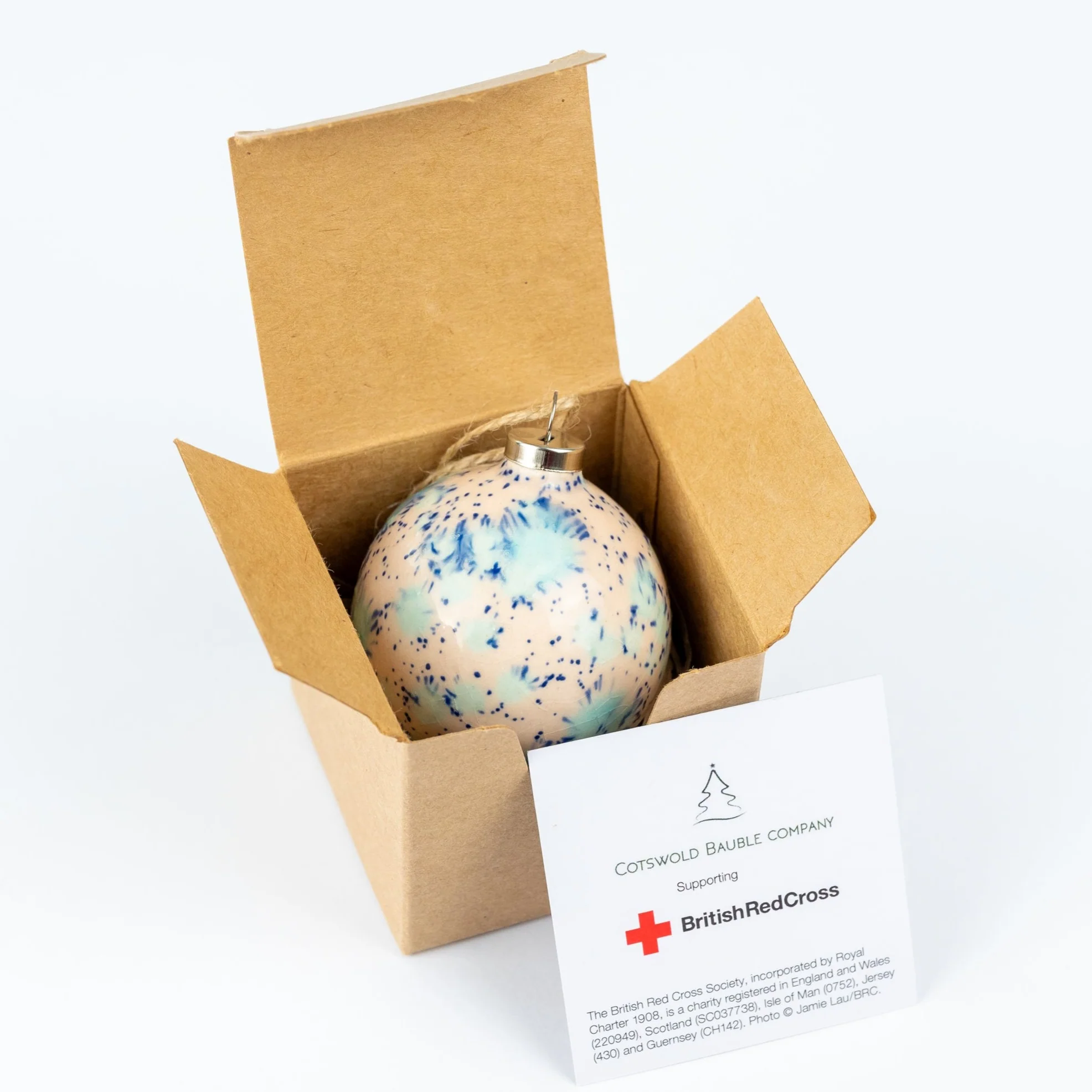 Blue & Cream Hand-Painted Ceramic Bauble | Diamond Shape - Image 4