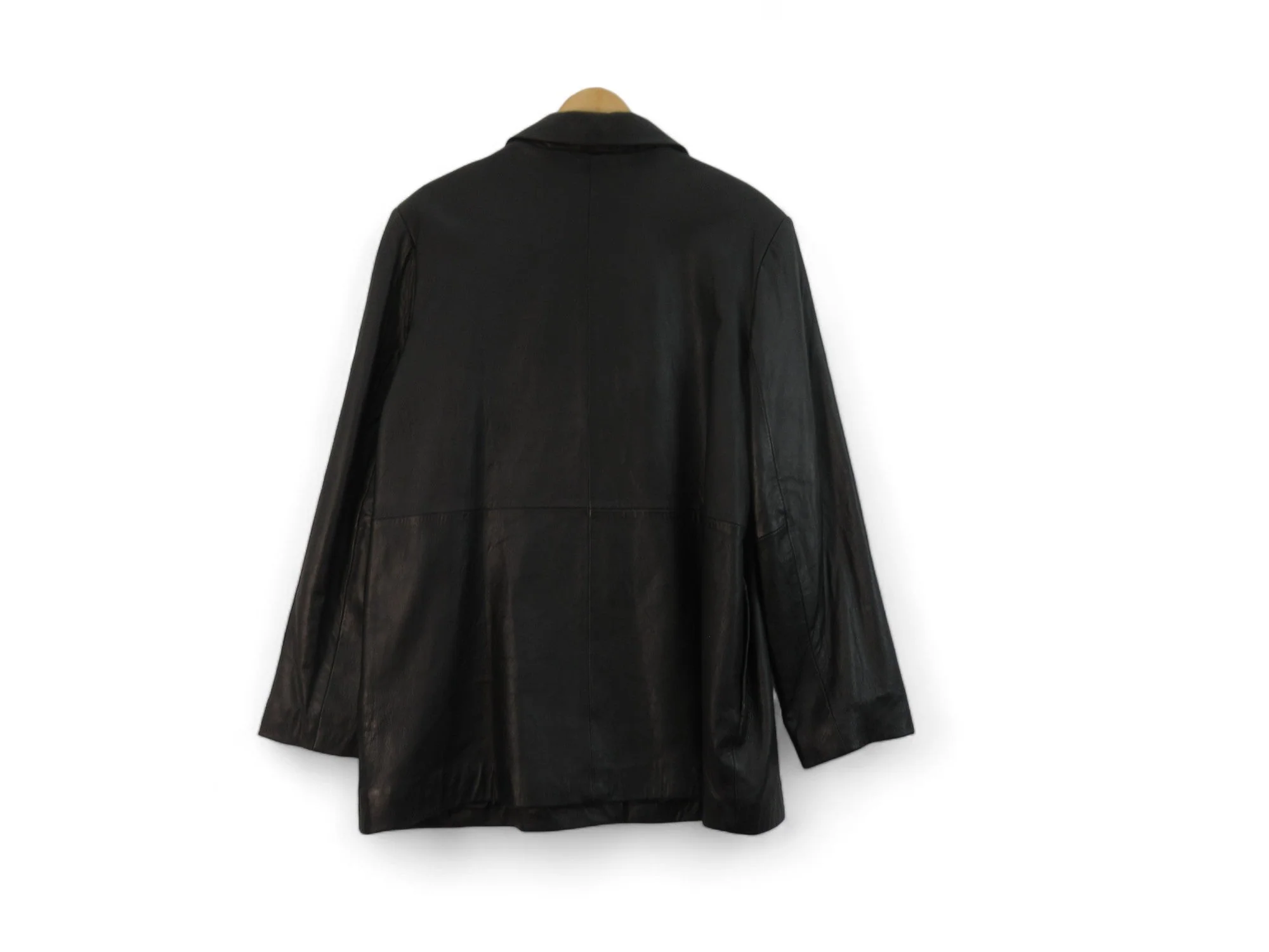 Cotton Traders UK 18 Black Leather Jacket Womenswear | Preloved - Image 3