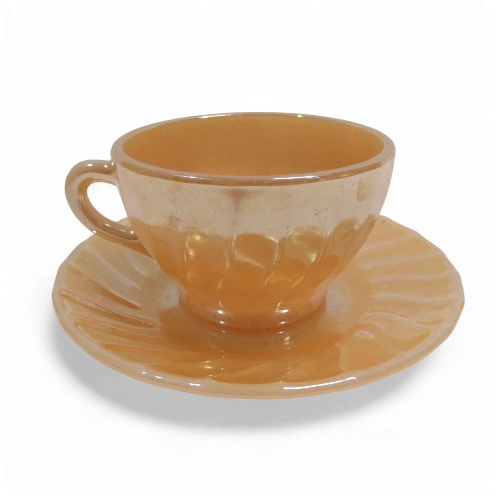 Crisa Peach Lustre Glass Tea Set Mexico 10-Piece Vintage | Preloved - Image 2