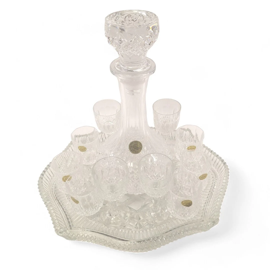 Cristal d'Arques Decanter Tray 10 Glasses Lead | Preloved