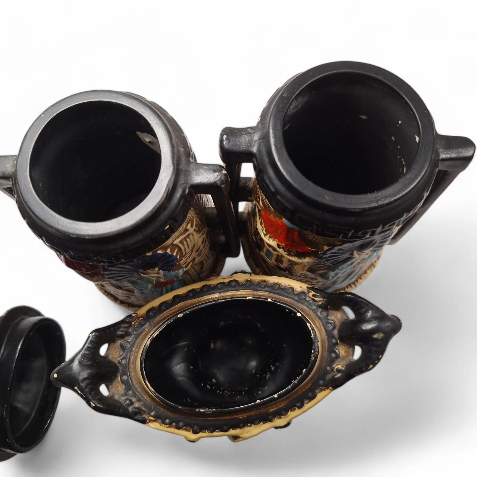 Cyples Old Pottery Embosa Ware 2x Vases & Lidded Trinket | Preloved - Image 5