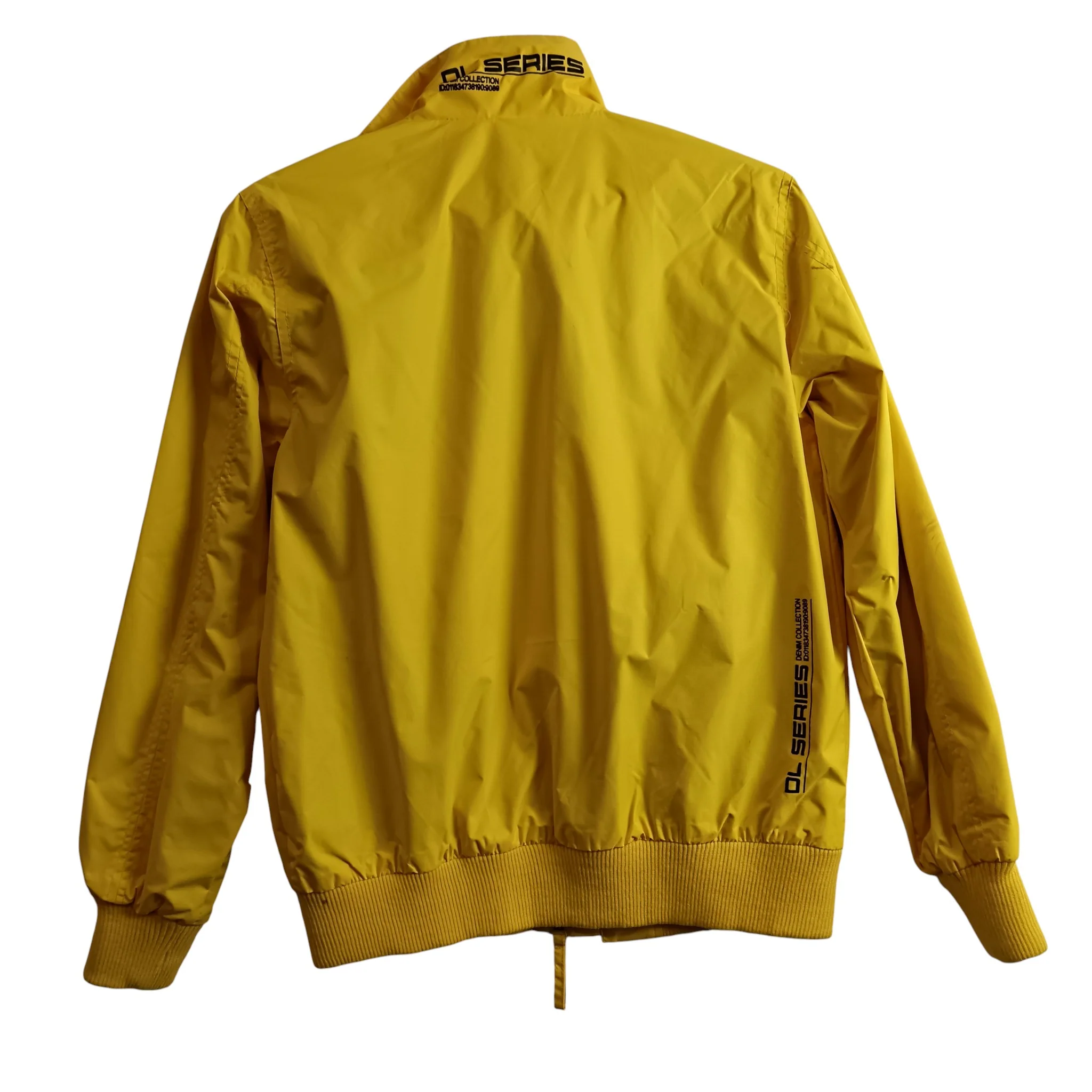 D L Series Bright Yellow Bomber Jacket For Men UK Medium-  Menswear | Pre-loved - Image 2