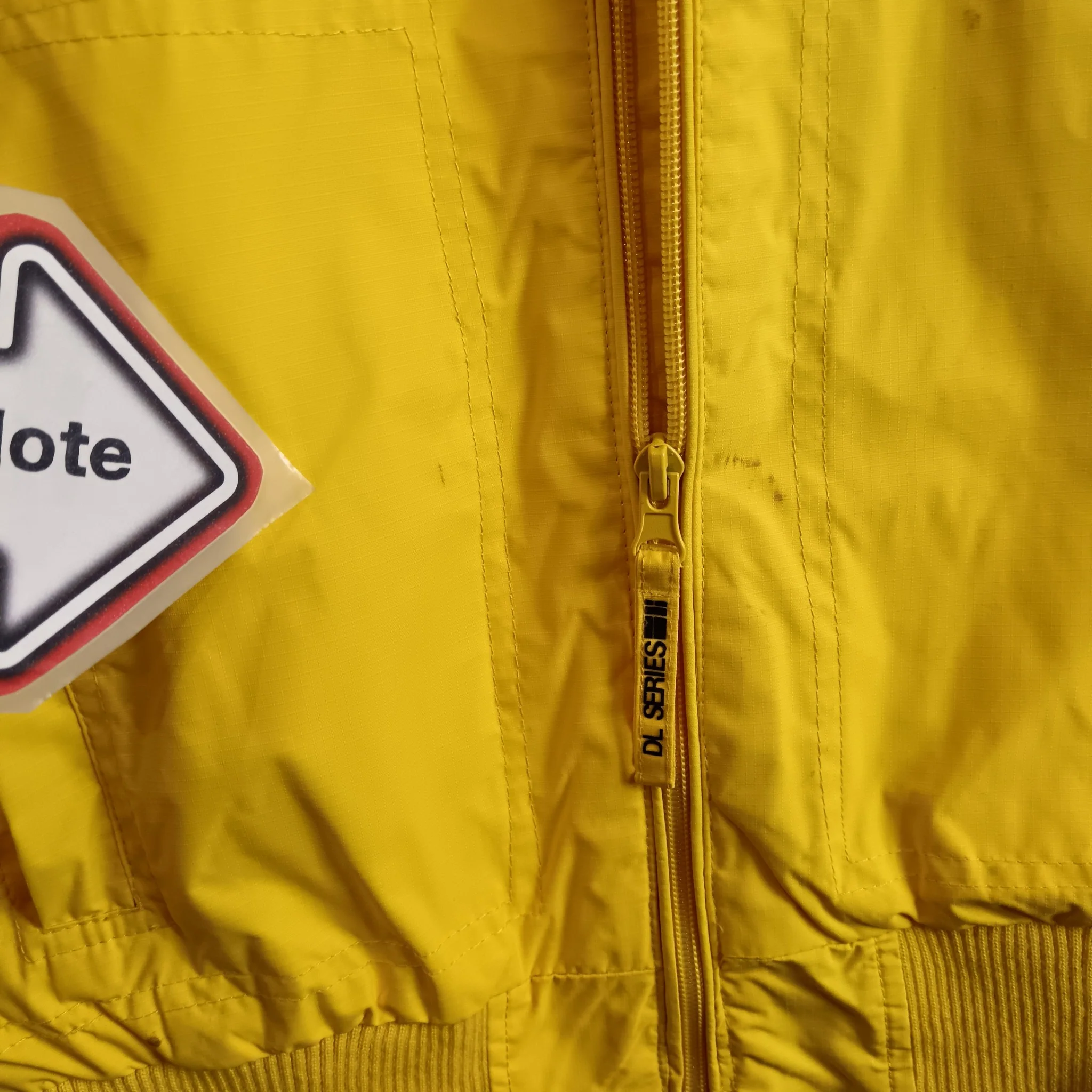 D L Series Bright Yellow Bomber Jacket For Men UK Medium-  Menswear | Pre-loved - Image 5