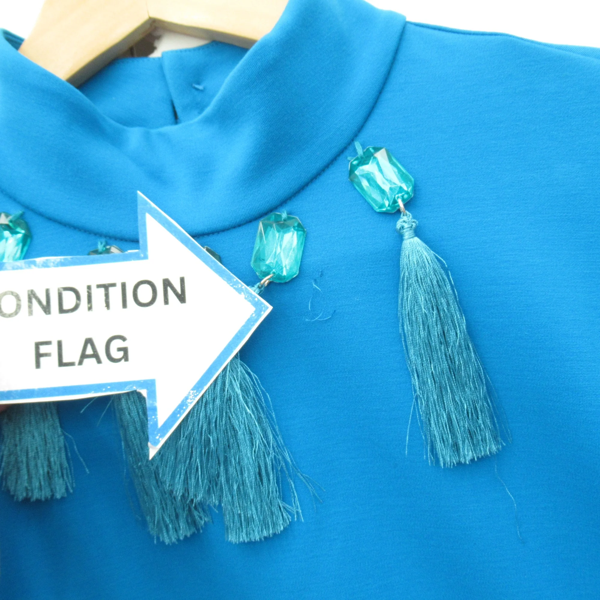 Damsel In A Dress Tassel Top Blue UK 12 Womenswear | Pre-loved - Image 3