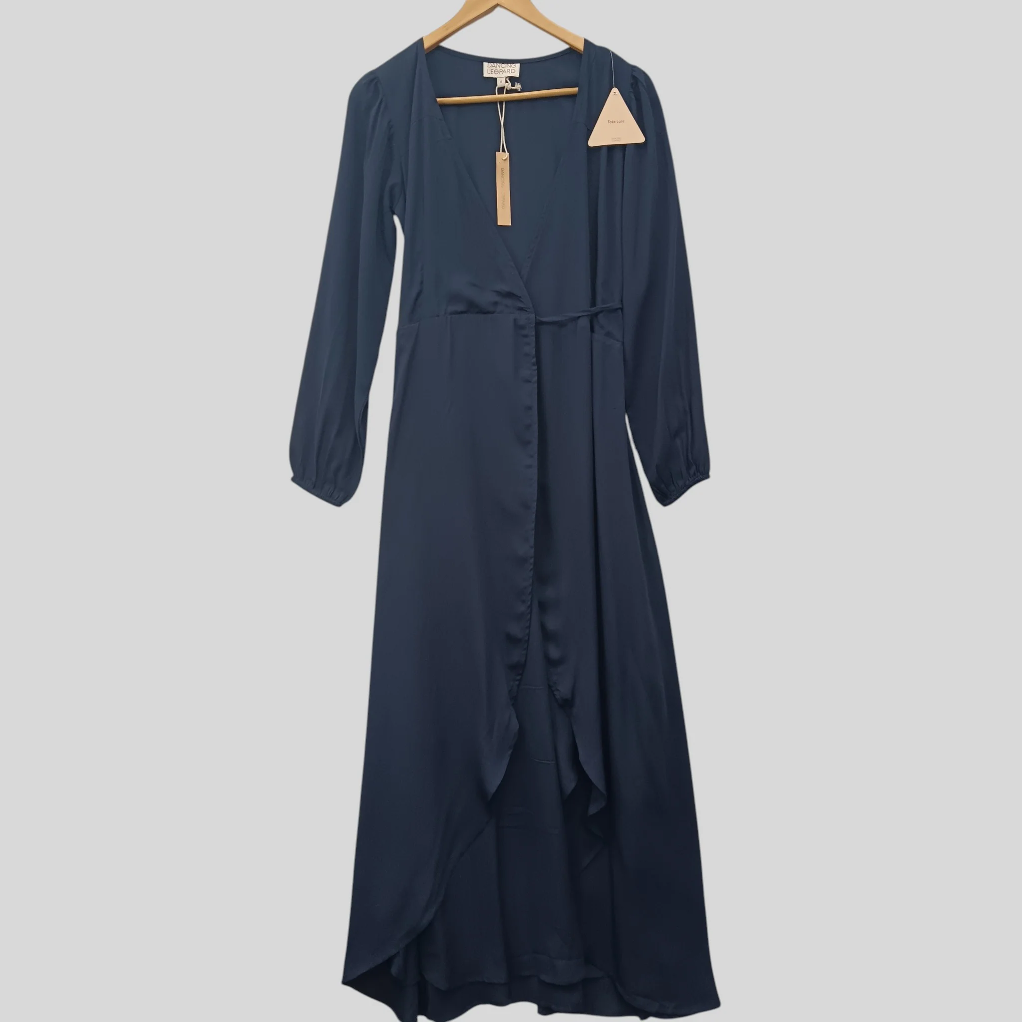 Dancing Leopard Ladies Navy Wrap Long Dress Sleeved UK 8  - Tags On - Womenswear | Pre-loved