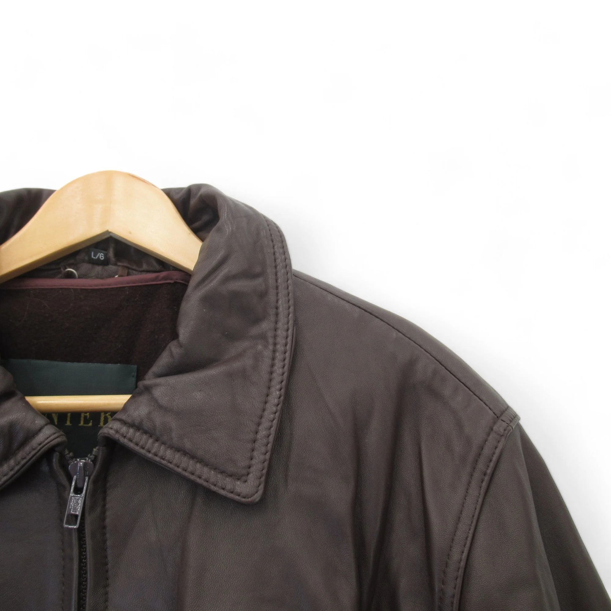 Danier Canada Large Brown Leather Coat Menswear | Preloved - Image 2
