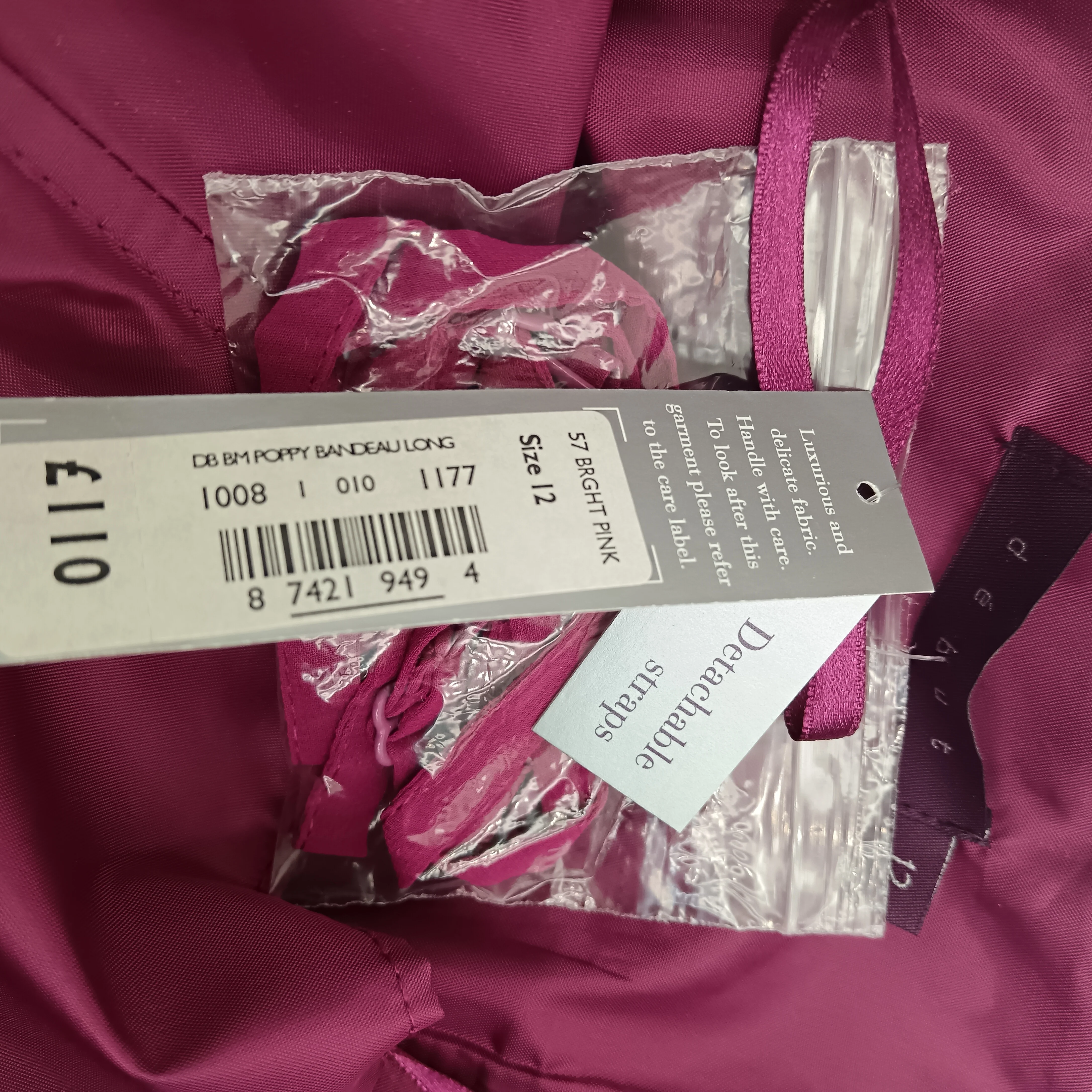 Debut Poppy Bandeau Long Strappy Bridesmaid Dress Bright Pink UK12- Tags On - Womenswear | Pre-loved - Image 5