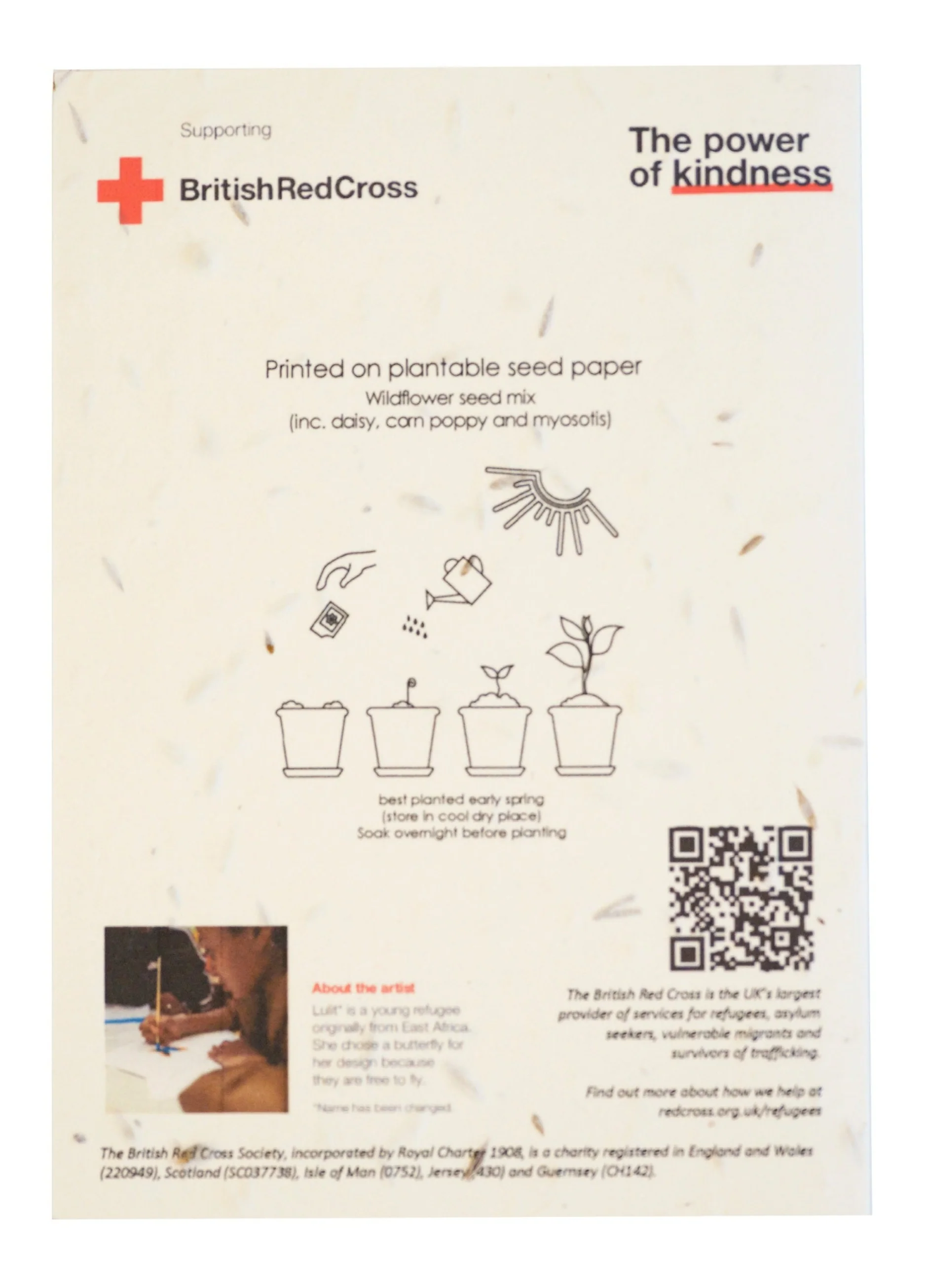 Designed by Refugees Butterfly Birthday Recycled Paper Plantable Greetings Card - Image 3