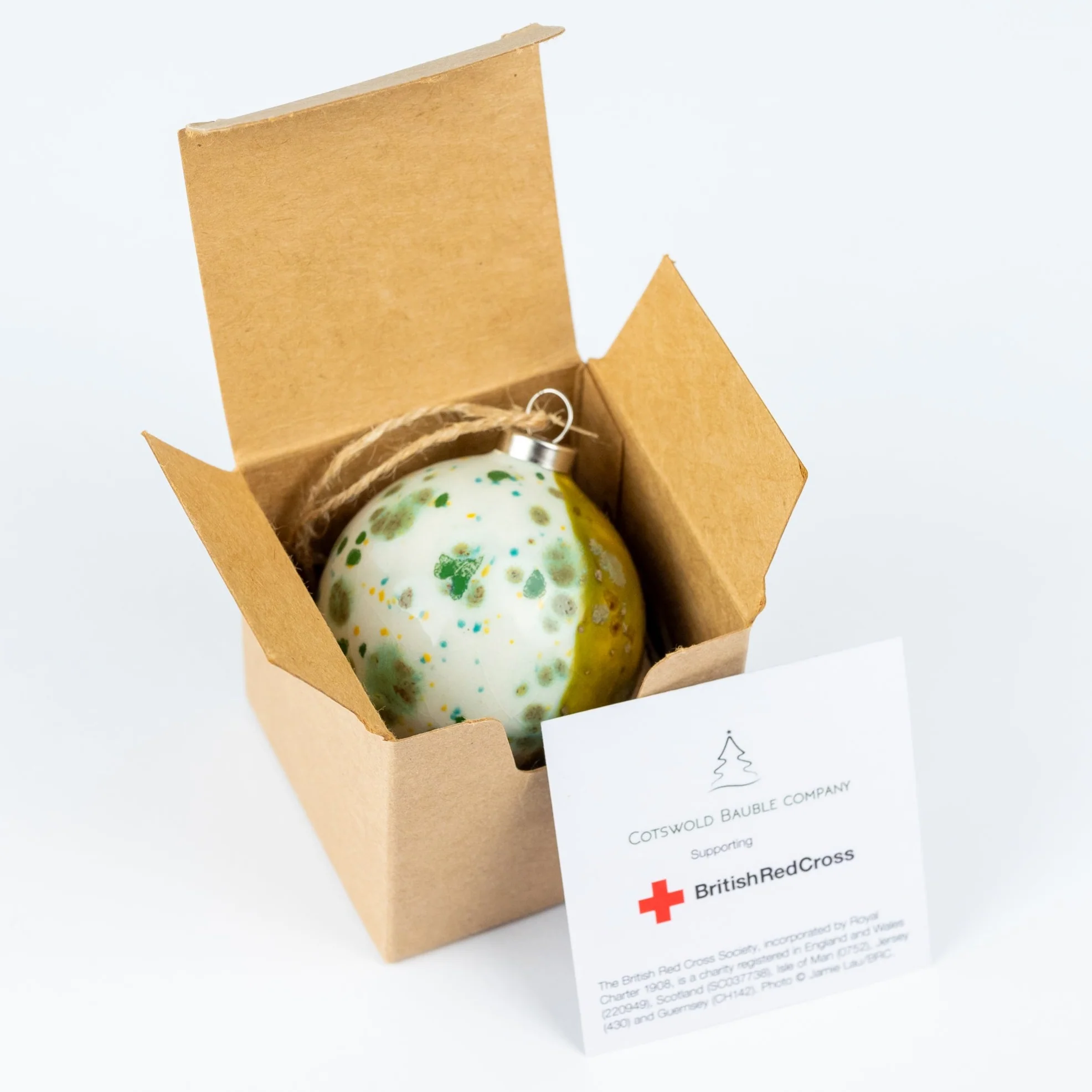 Green Hand-Painted Ceramic Bauble | Diamond Shape - Image 2