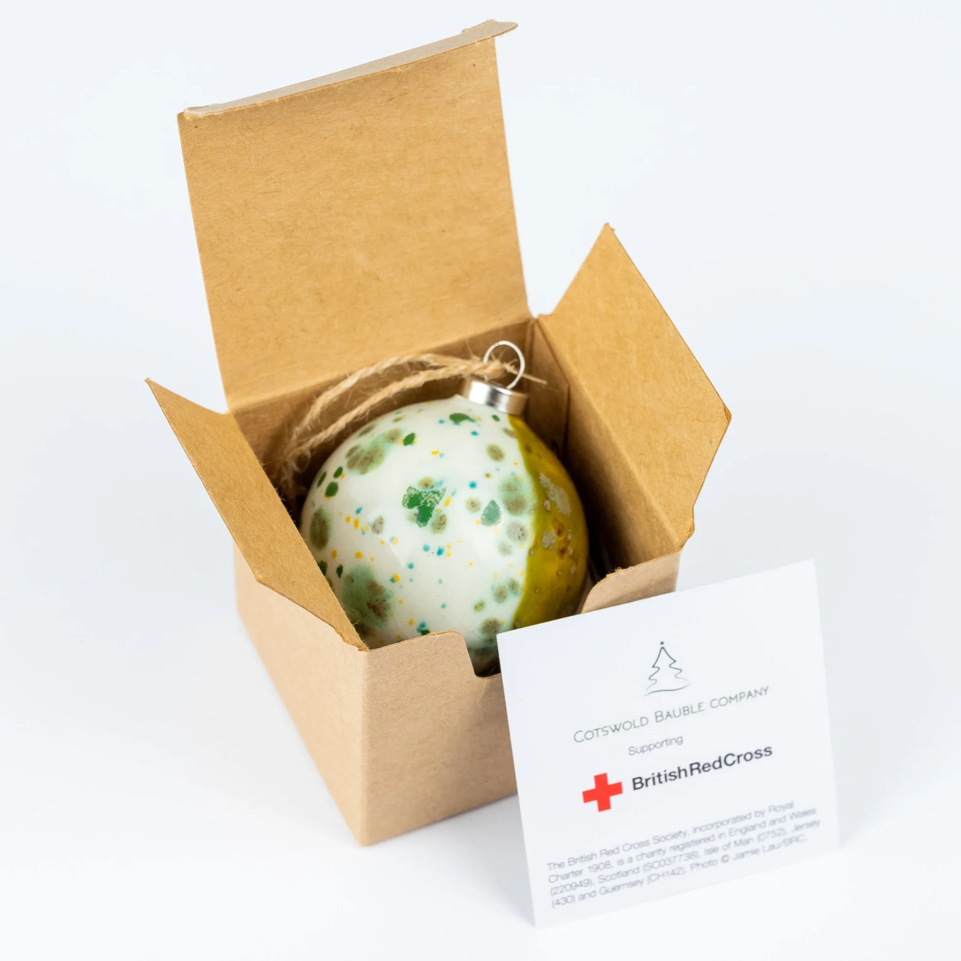 Green Hand-Painted Ceramic Bauble | Round Shape - Image 4