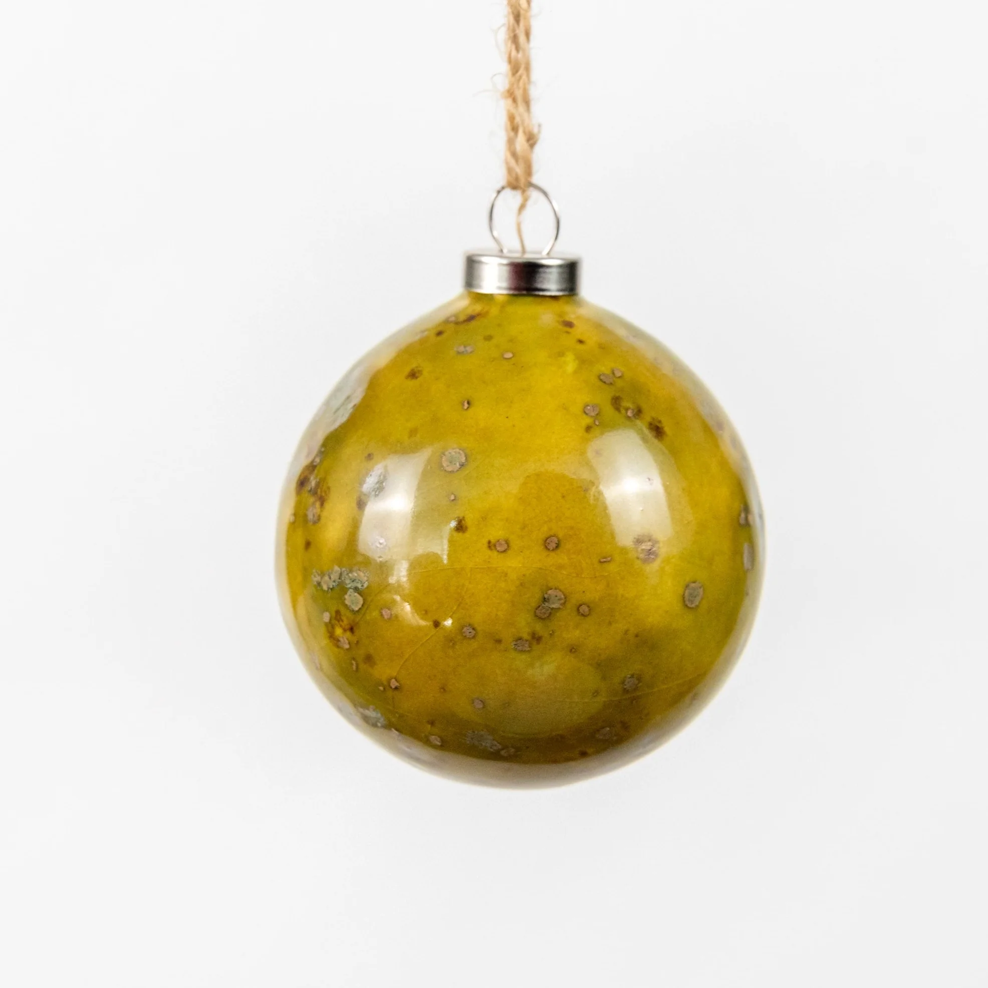 Green Hand-Painted Ceramic Bauble | Round Shape - Image 7