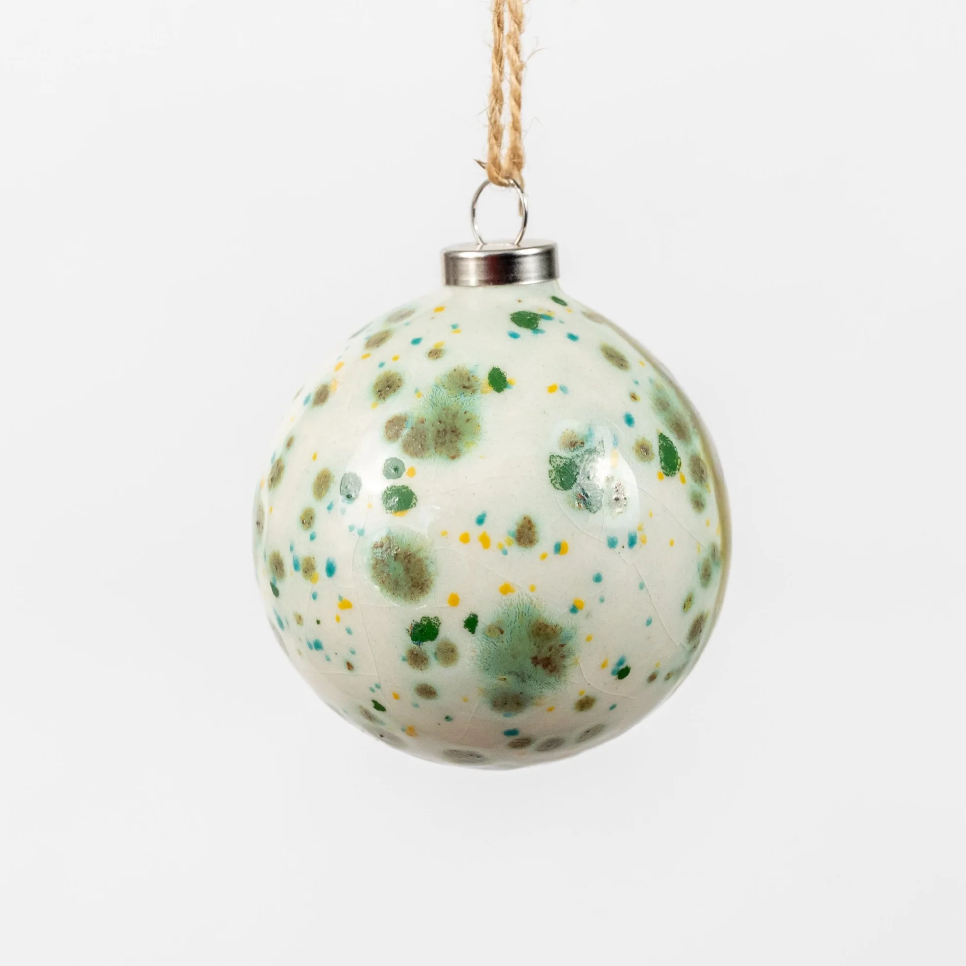 Green Hand-Painted Ceramic Bauble | Round Shape - Image 8