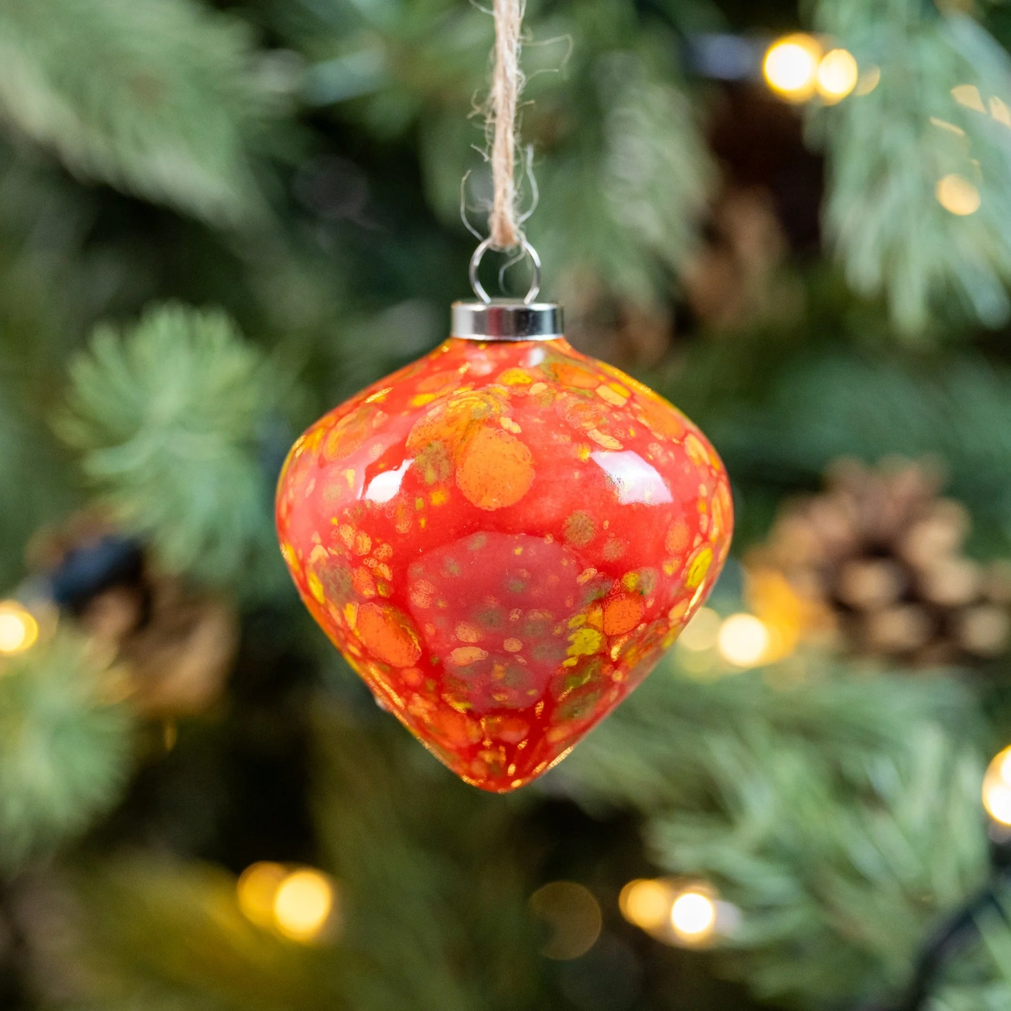 Green, Red, Grey & Turquoise Set of 4 baubles | Diamond Shape - Image 6