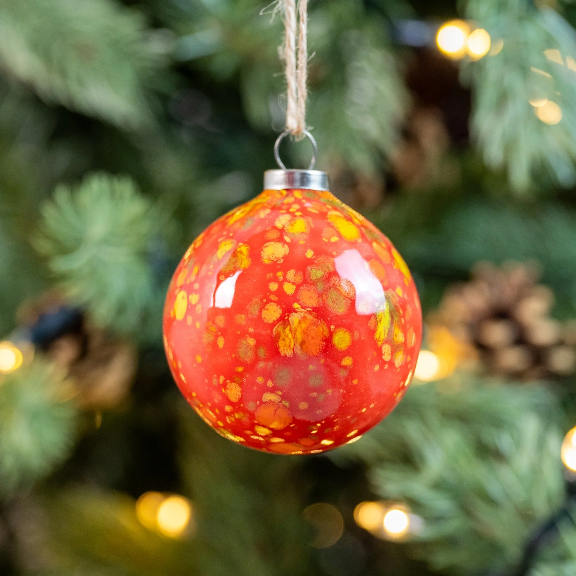 Green, Red, Grey & Turquoise Set of 4 baubles | Round Shape - Image 5