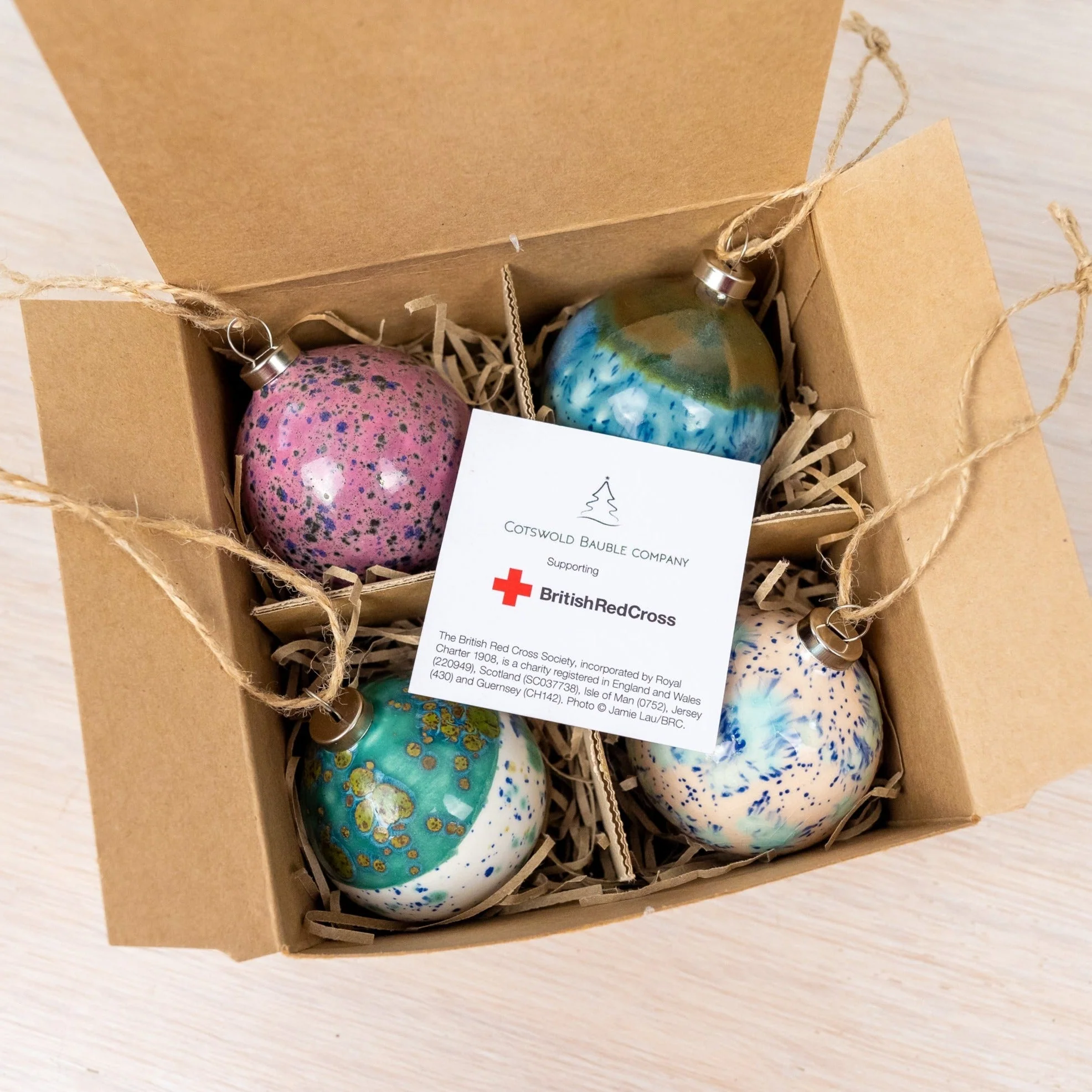 Pink, Blue, Turquoise & Cream Set of 4 baubles | Diamond Shape - Image 4