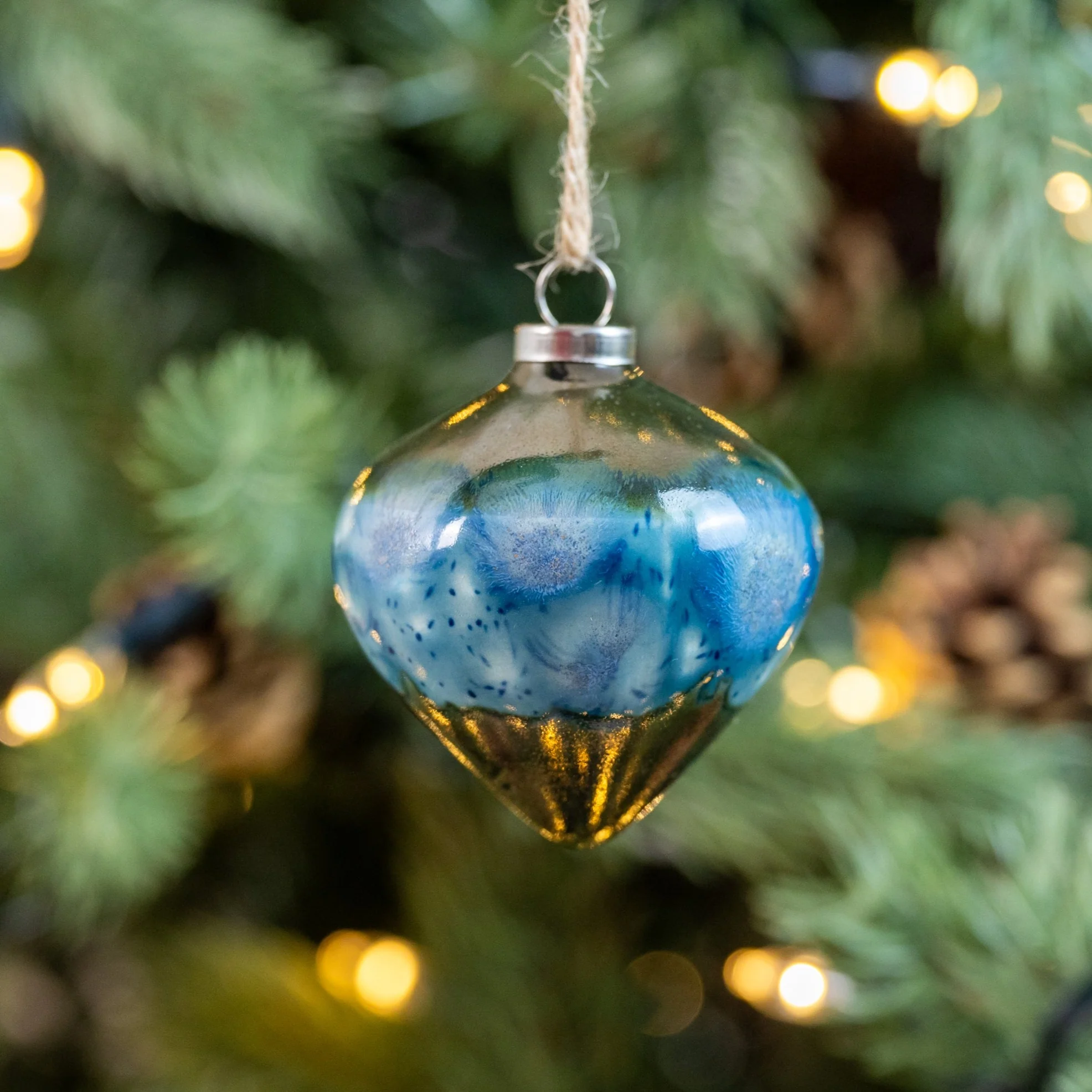 Pink, Blue, Turquoise & Cream Set of 4 baubles | Diamond Shape - Image 5