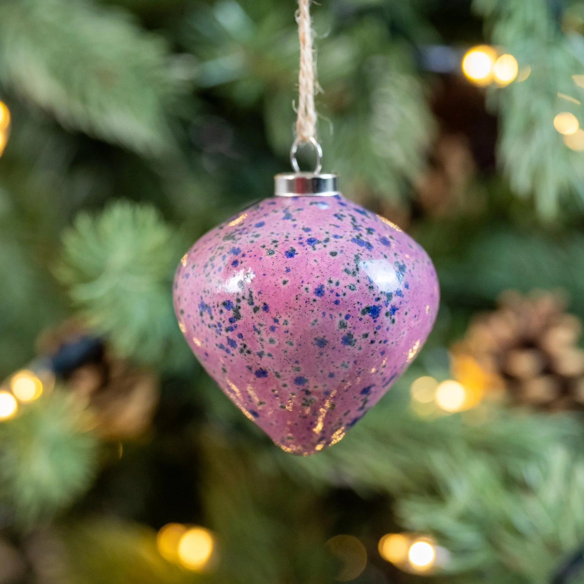 Pink, Blue, Turquoise & Cream Set of 4 baubles | Diamond Shape - Image 7