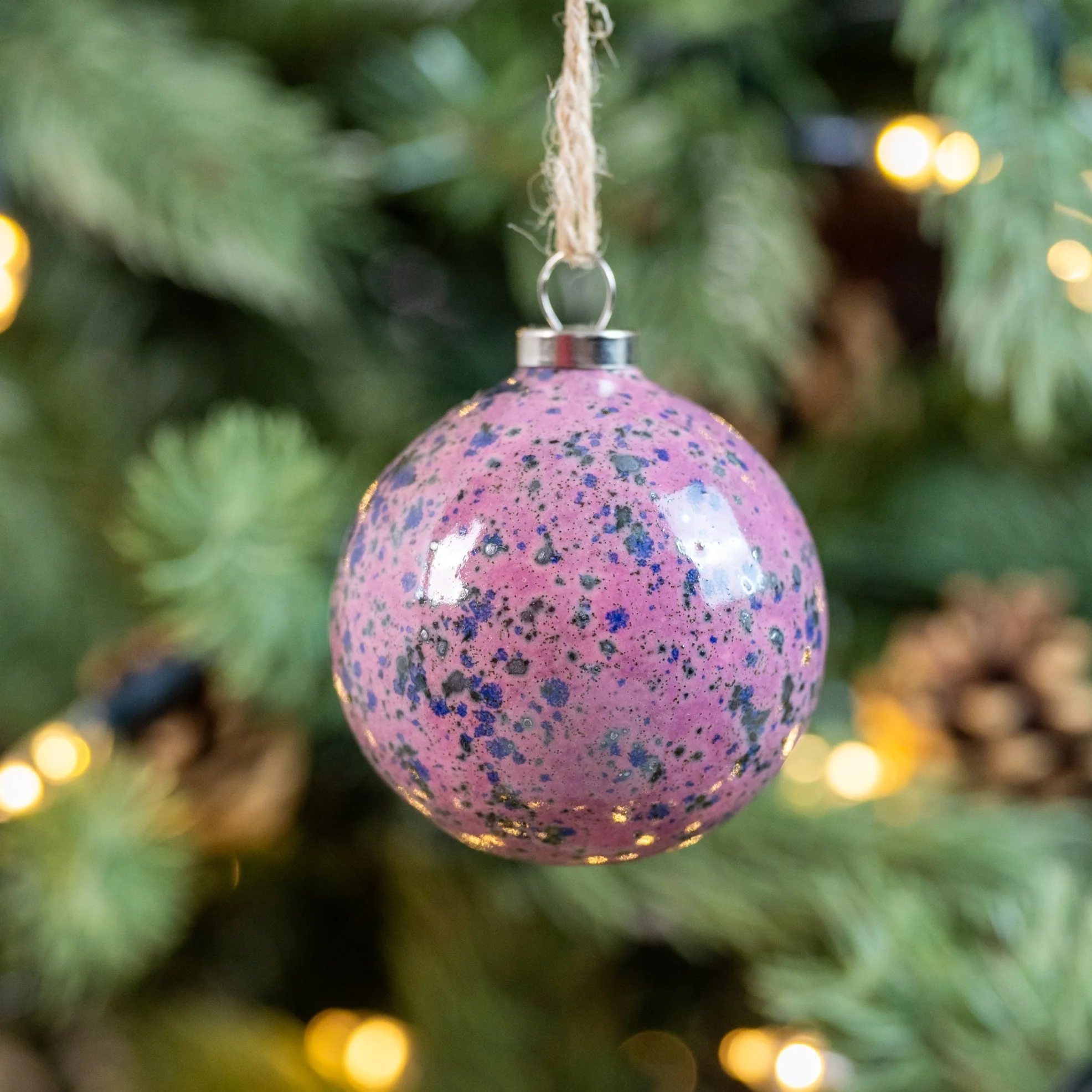 Pink, Blue, Turquoise & Cream Set of 4 baubles | Round Shape - Image 6