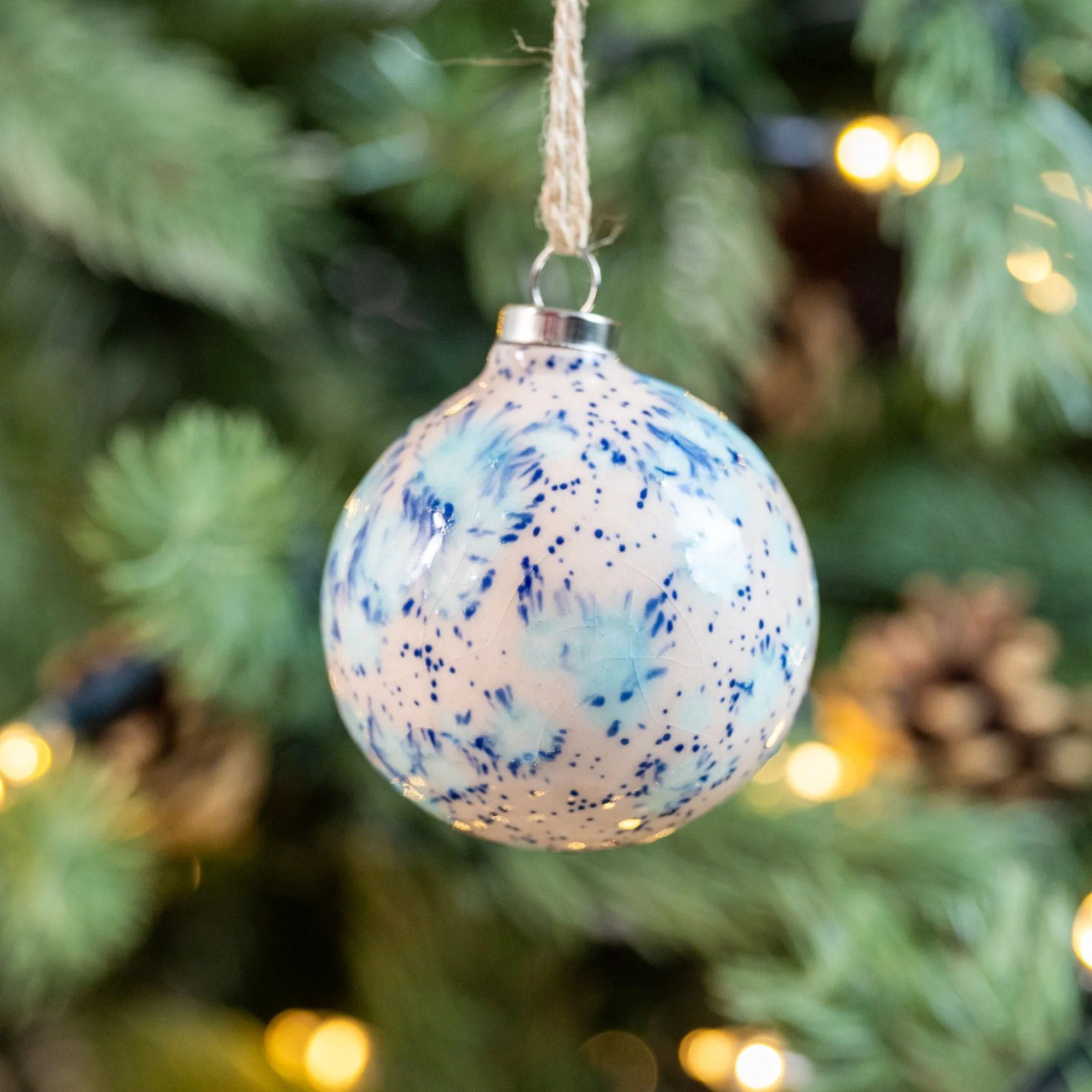 Pink, Blue, Turquoise & Cream Set of 4 baubles | Round Shape - Image 7