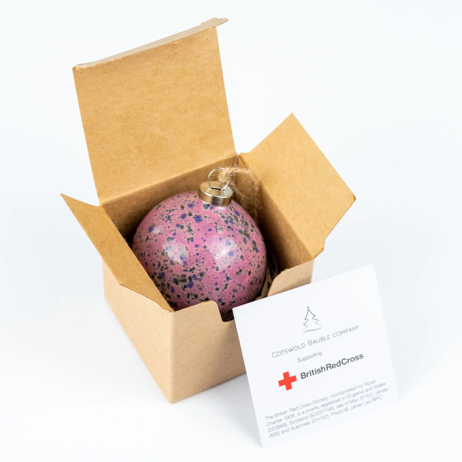 Pink & Grey Hand-Painted Ceramic Bauble | Round Shape - Image 5