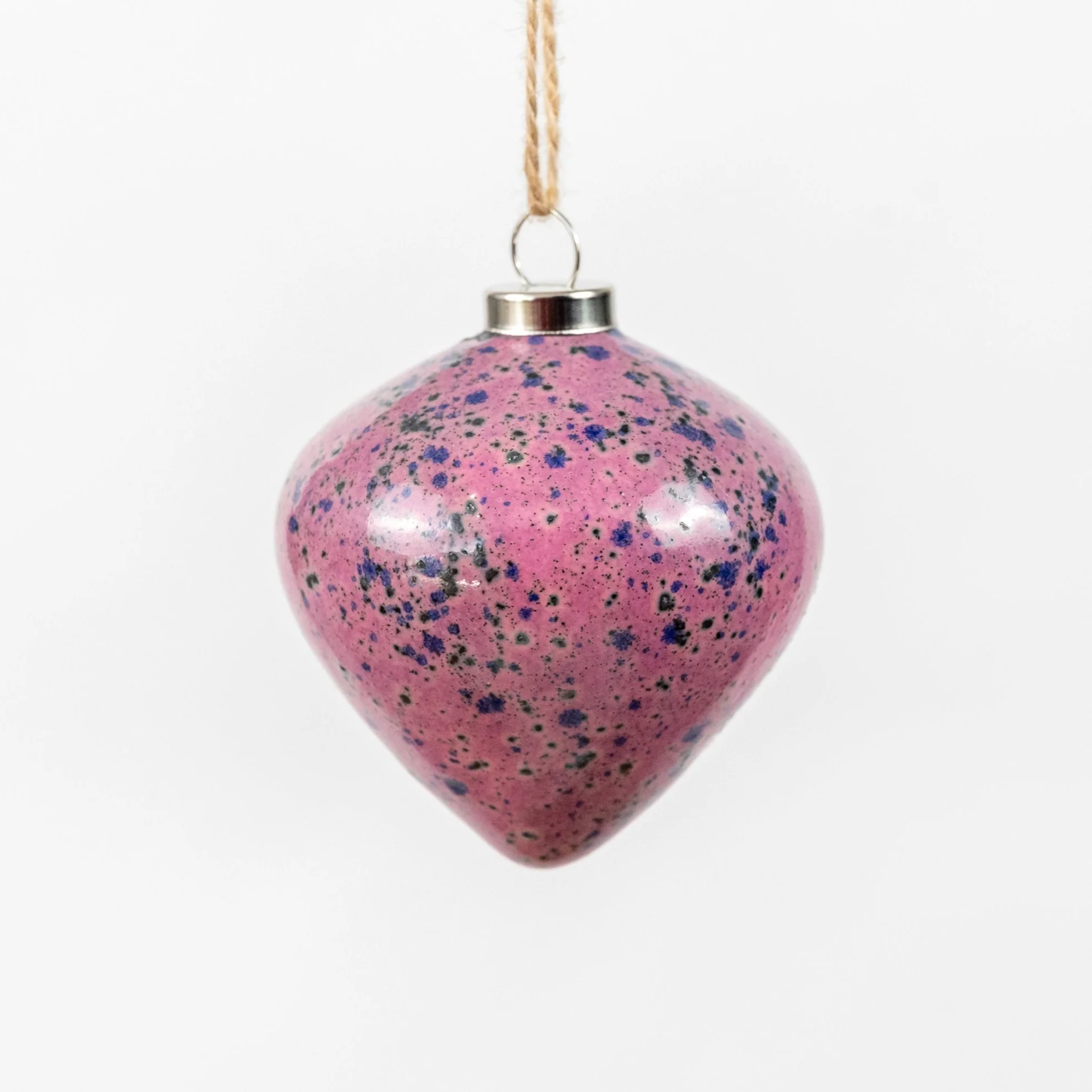 Pink & Grey Hand-Painted Ceramic Bauble | Diamond Shape - Image 8