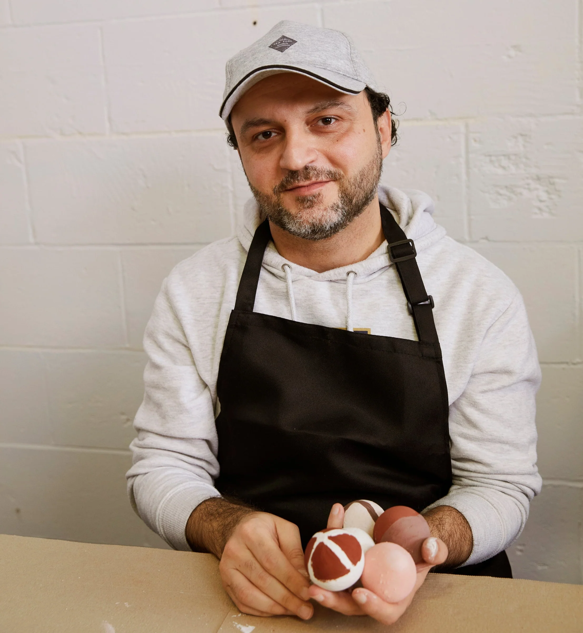 White & Grey Hand-Painted Ceramic Bauble | Round Shape - Image 3
