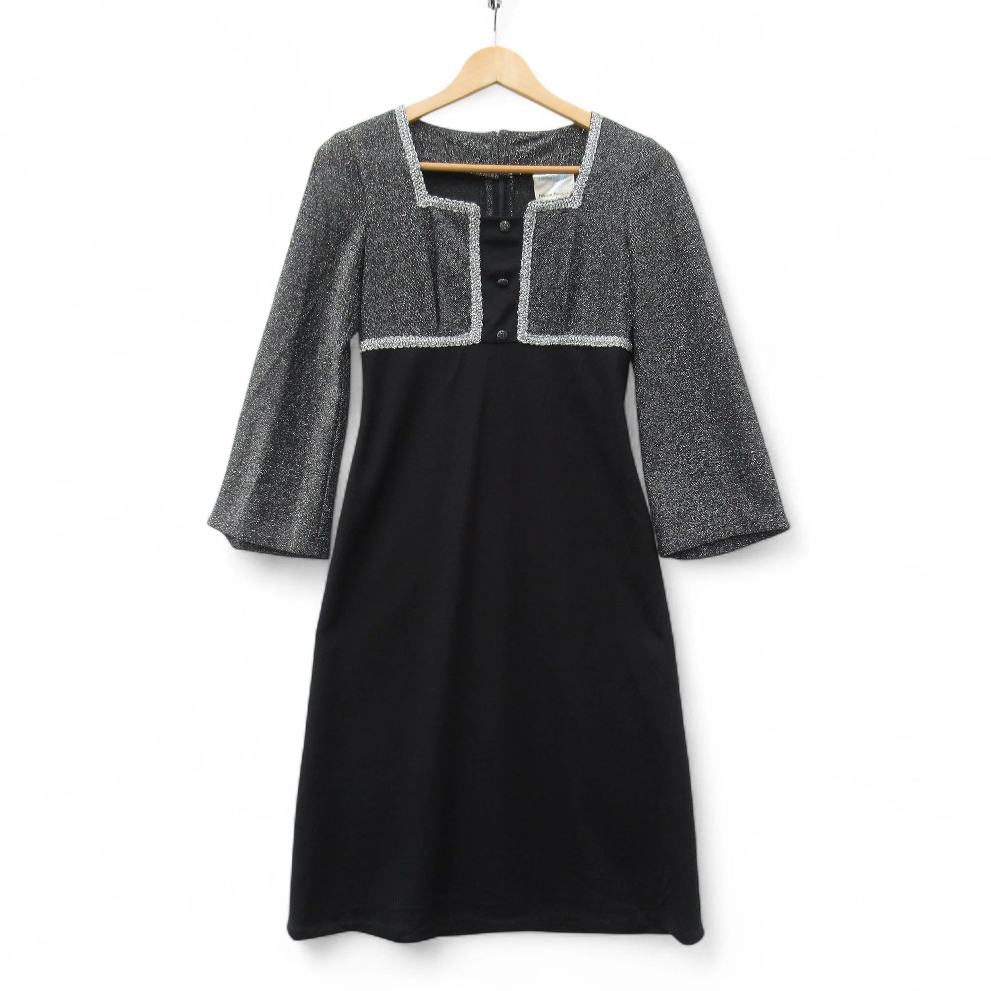 Devonshire Lady Vintage Dress Black Silver UK 12 Womenswear | Pre-loved
