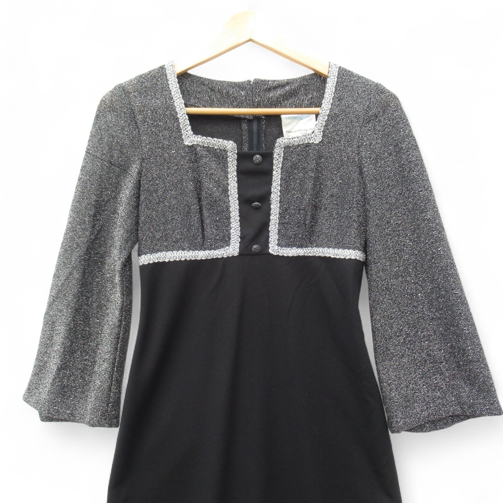 Devonshire Lady Vintage Dress Black Silver UK 12 Womenswear | Pre-loved - Image 2