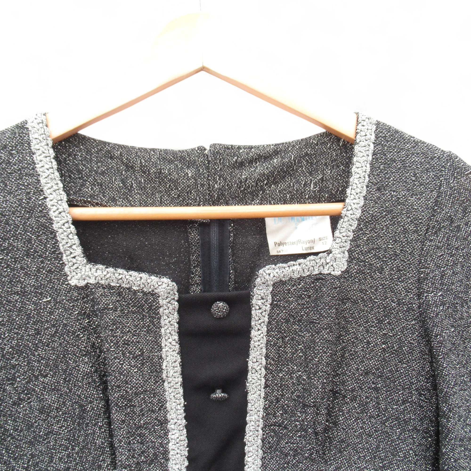 Devonshire Lady Vintage Dress Black Silver UK 12 Womenswear | Pre-loved - Image 3