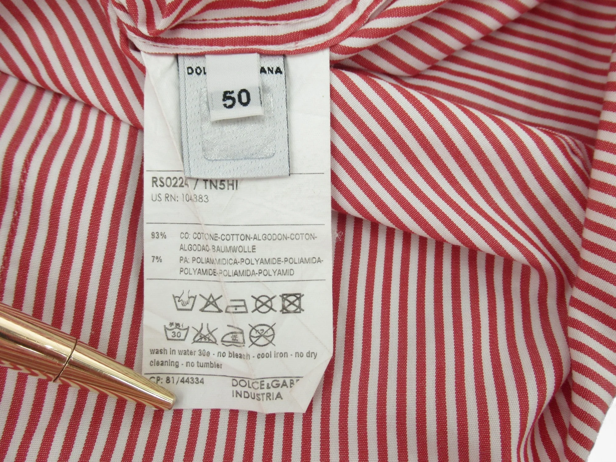 Dolce & Gabbana Slim Fit Red White Stripe Shirt Menswear | Preloved - Image 6