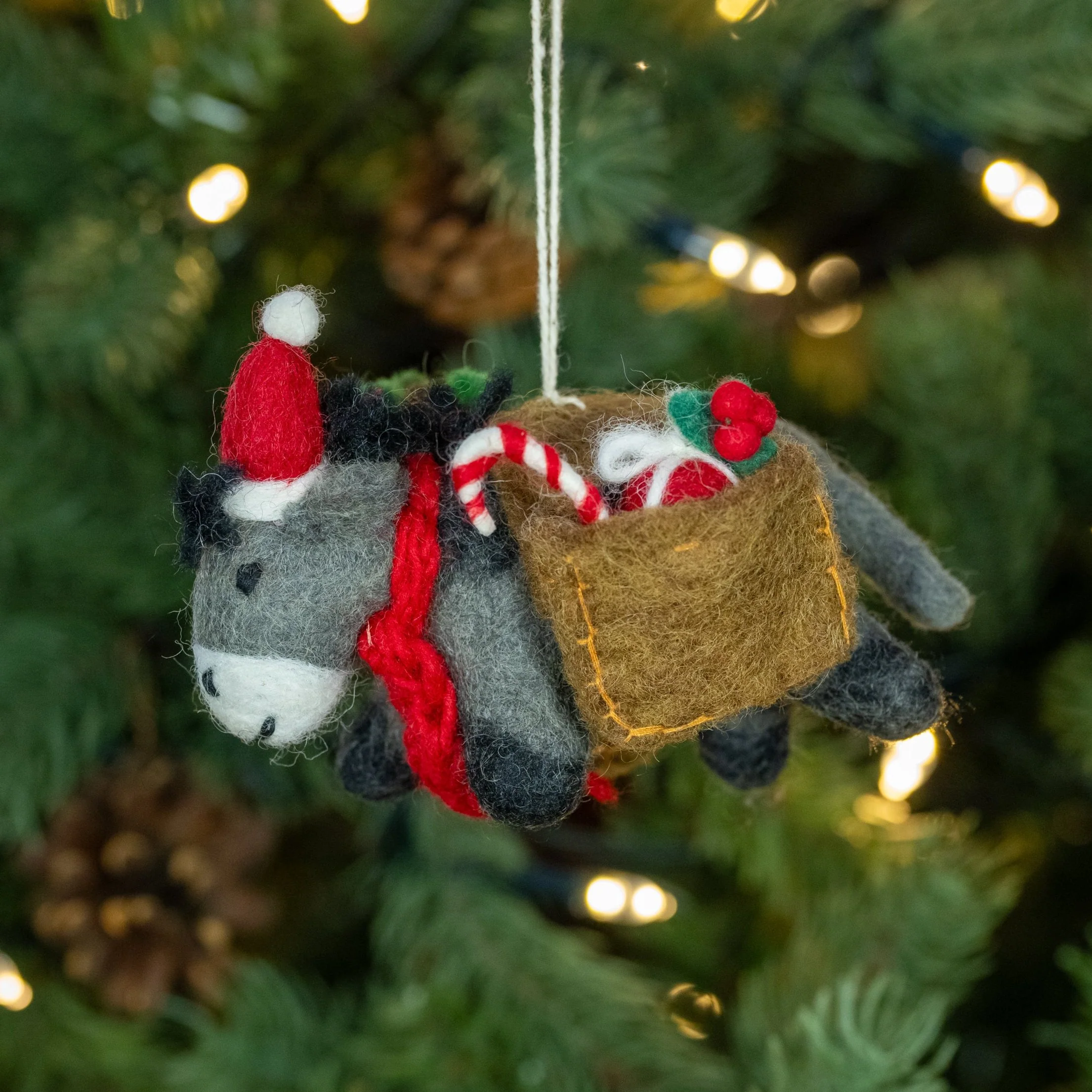 Donkey with Christmas Panniers  | Handmade Christmas Decoration - Image 3