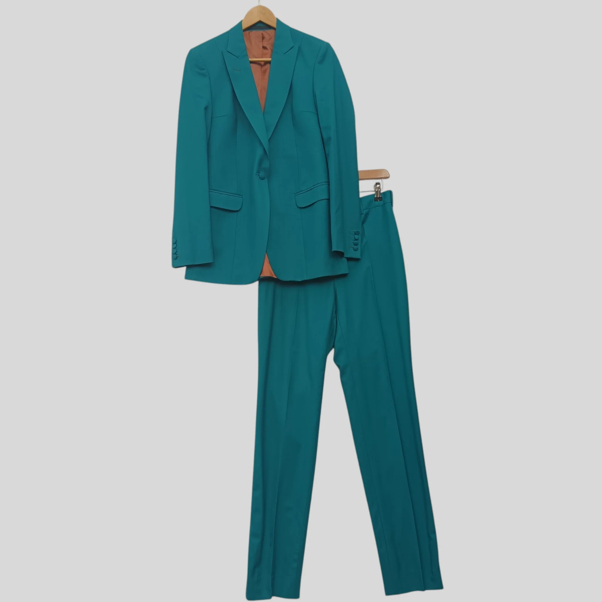 Dress 2 Kill Ladies Tailored Trousers Suit  Dark Turquoise  Jacket UK 8-10 Trousers UK 12-14  Womenswear | Preloved
