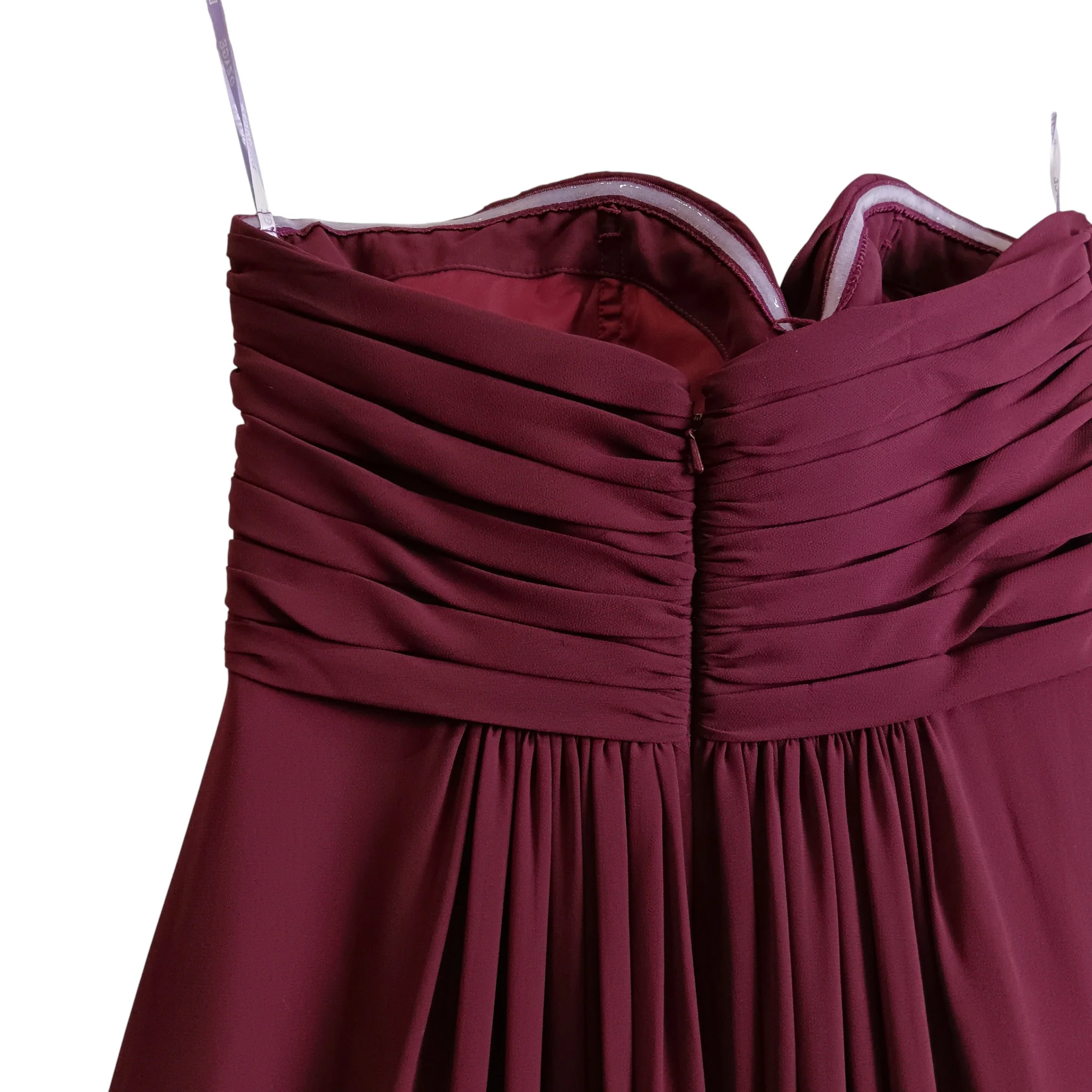 D'ZAGLE Burgundy Bridesmaid Full Length Strapless Dress UK 10 -Womenswear | Pre-loved - Image 6