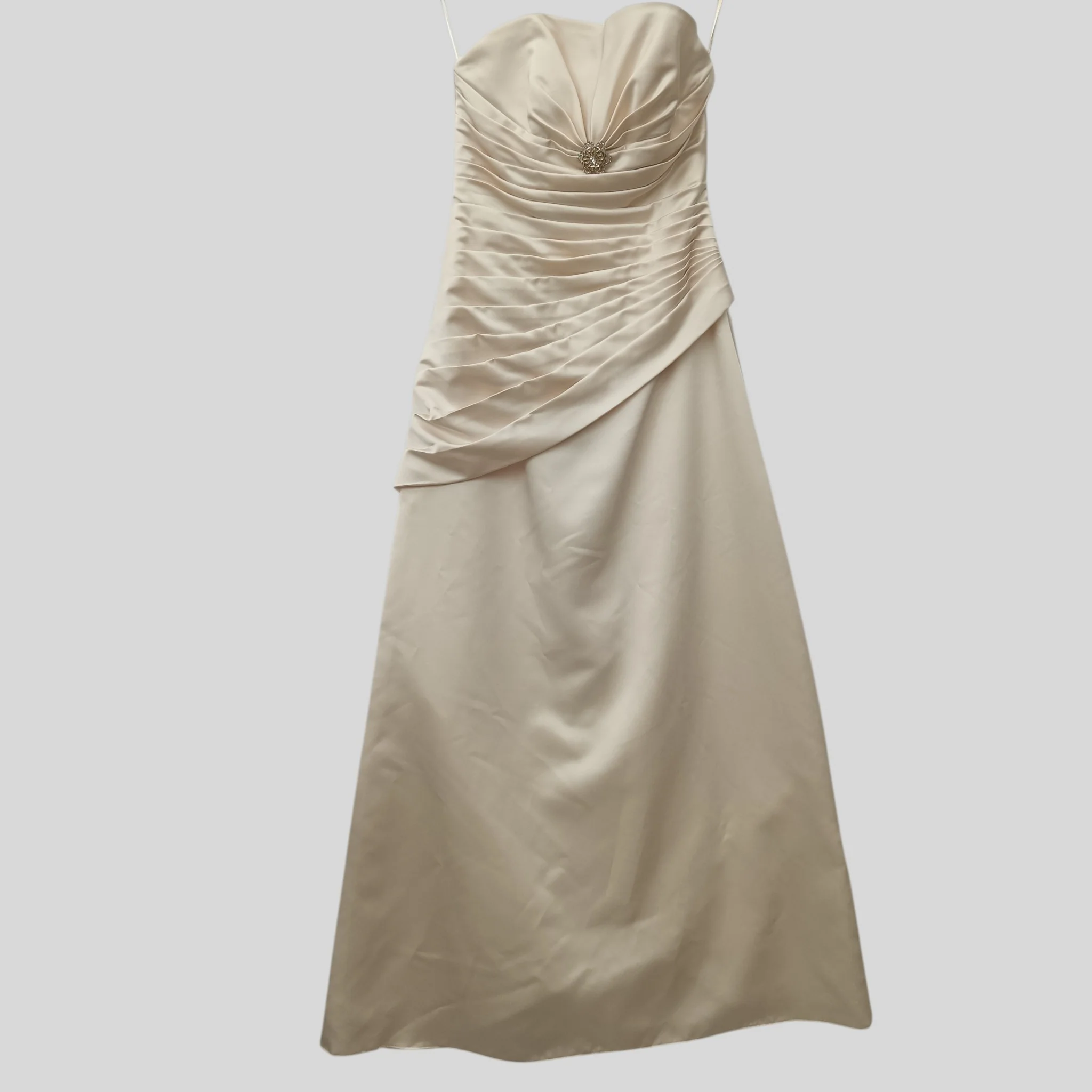 Ebony Rose Champagne Corset Back Bridesmaid Long Dress UK 6 Womenswear | Pre-loved