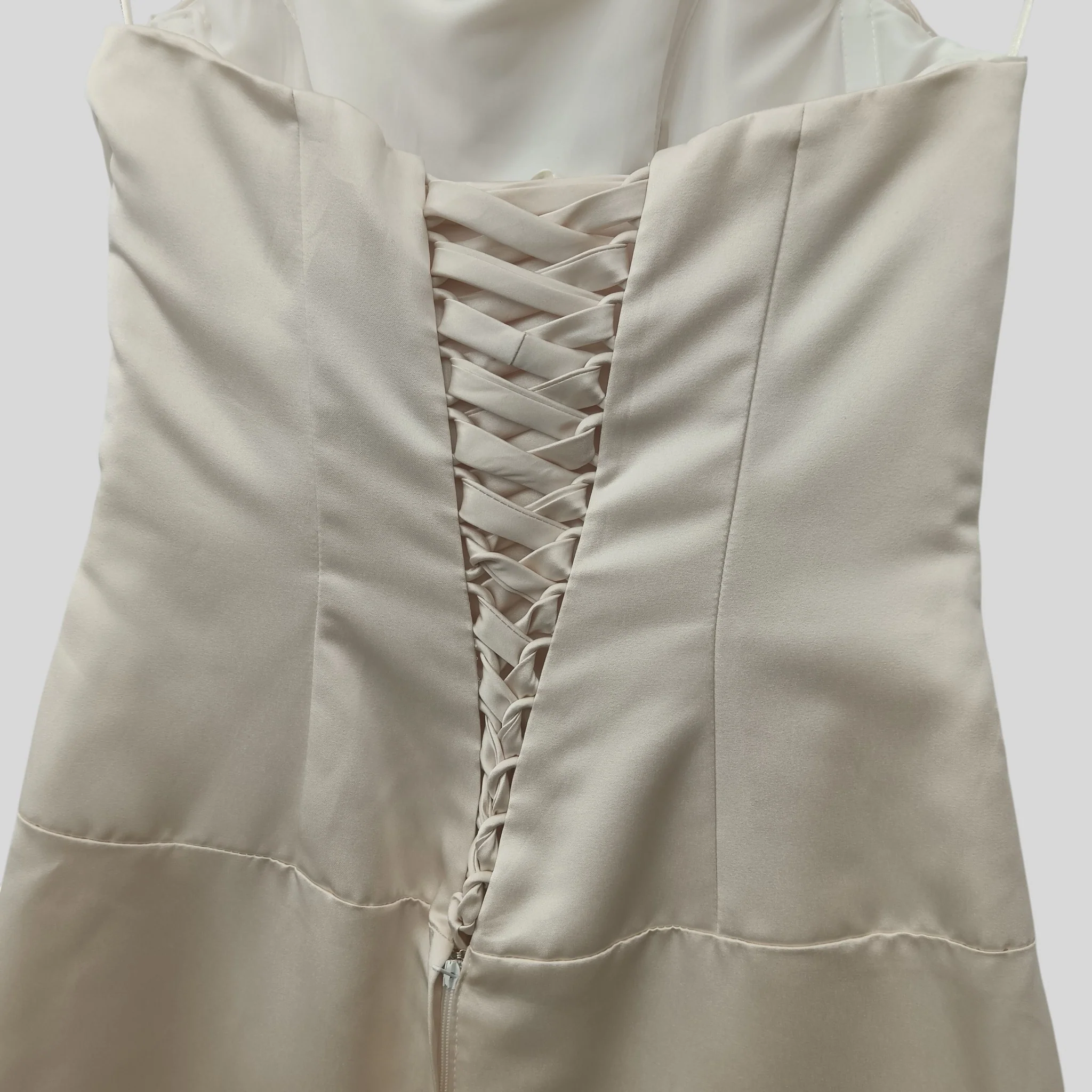 Ebony Rose Champagne Corset Back Bridesmaid Long Dress UK 6 Womenswear | Pre-loved - Image 4