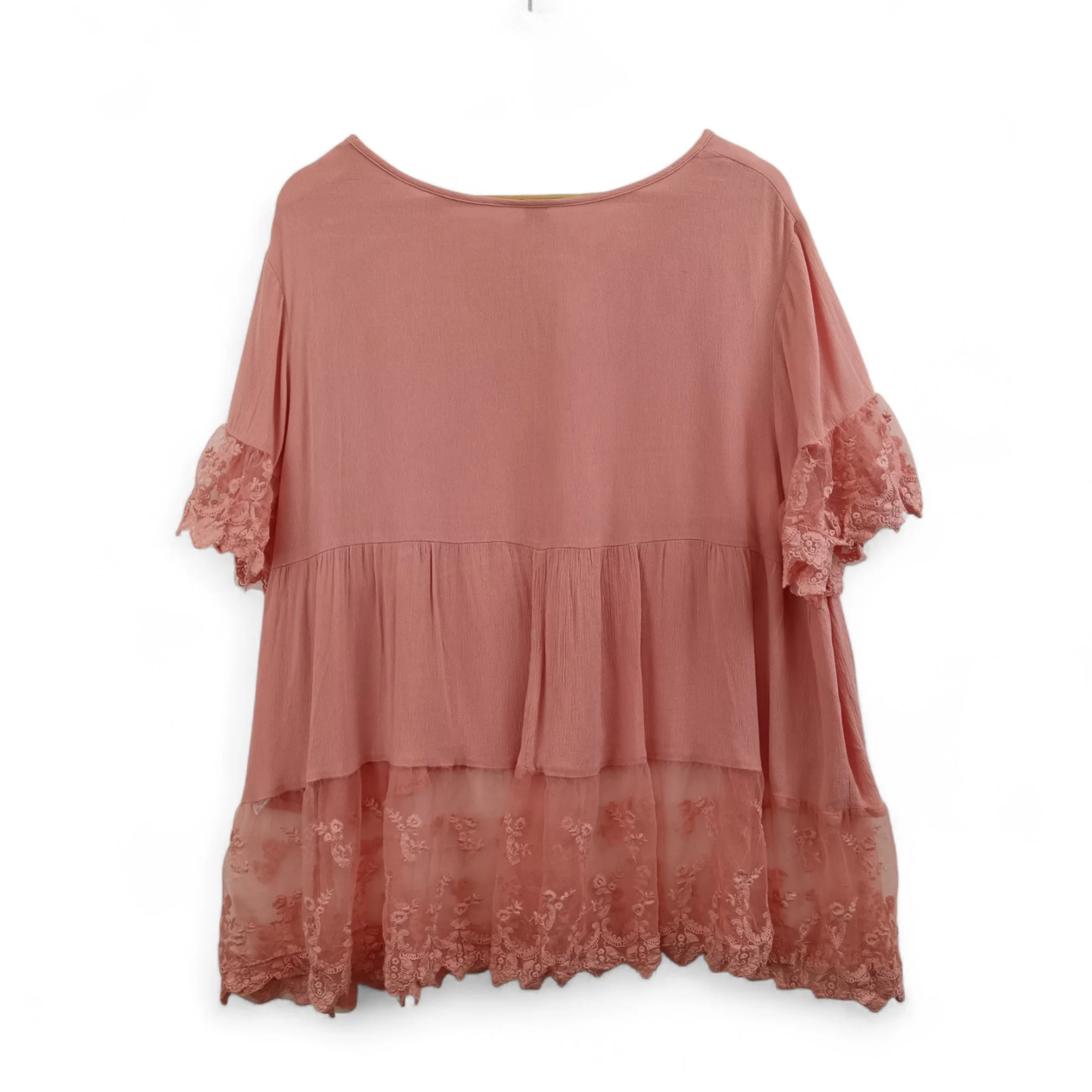 Emery Rose Blouse Top 2XL Pink Lace Trim Womenswear | Pre-loved - Image 5