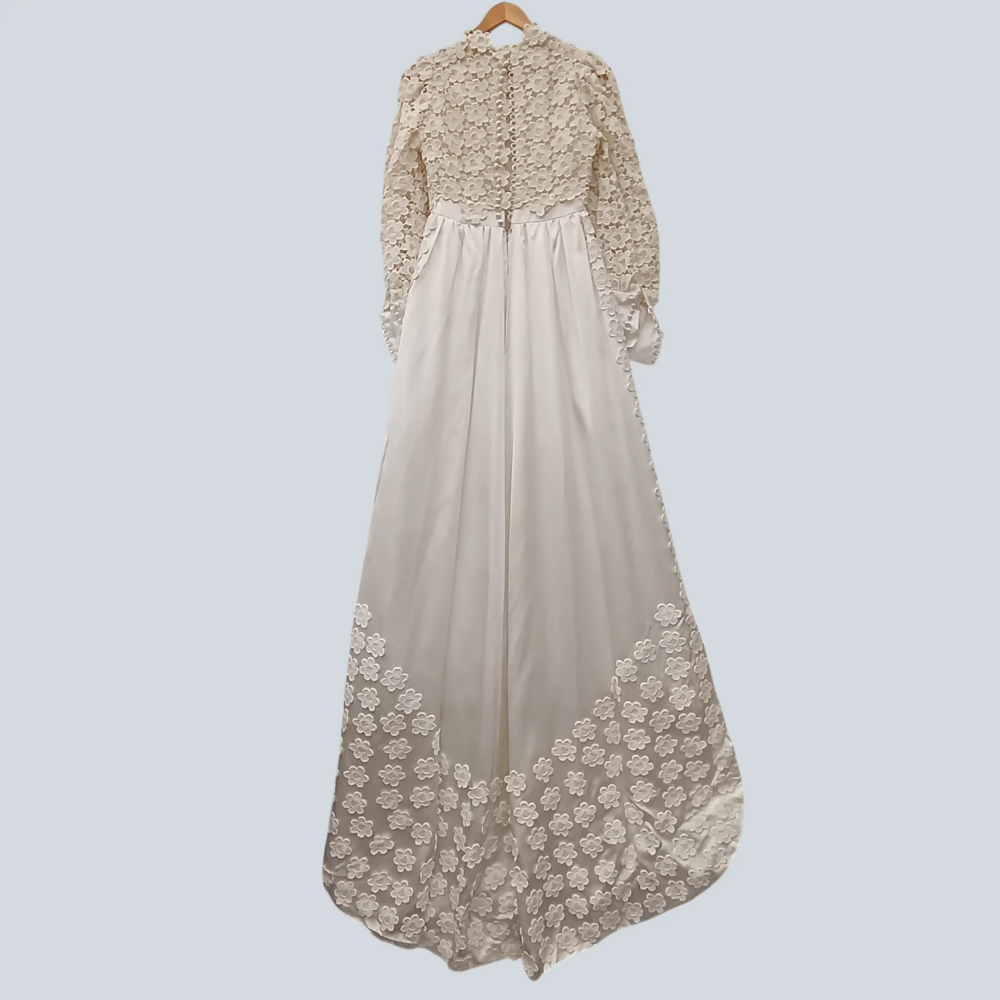 Empire Style Wedding Dress White Satin Floral Detailed Double Back UK M  Womenswear | Pre-loved - Image 2
