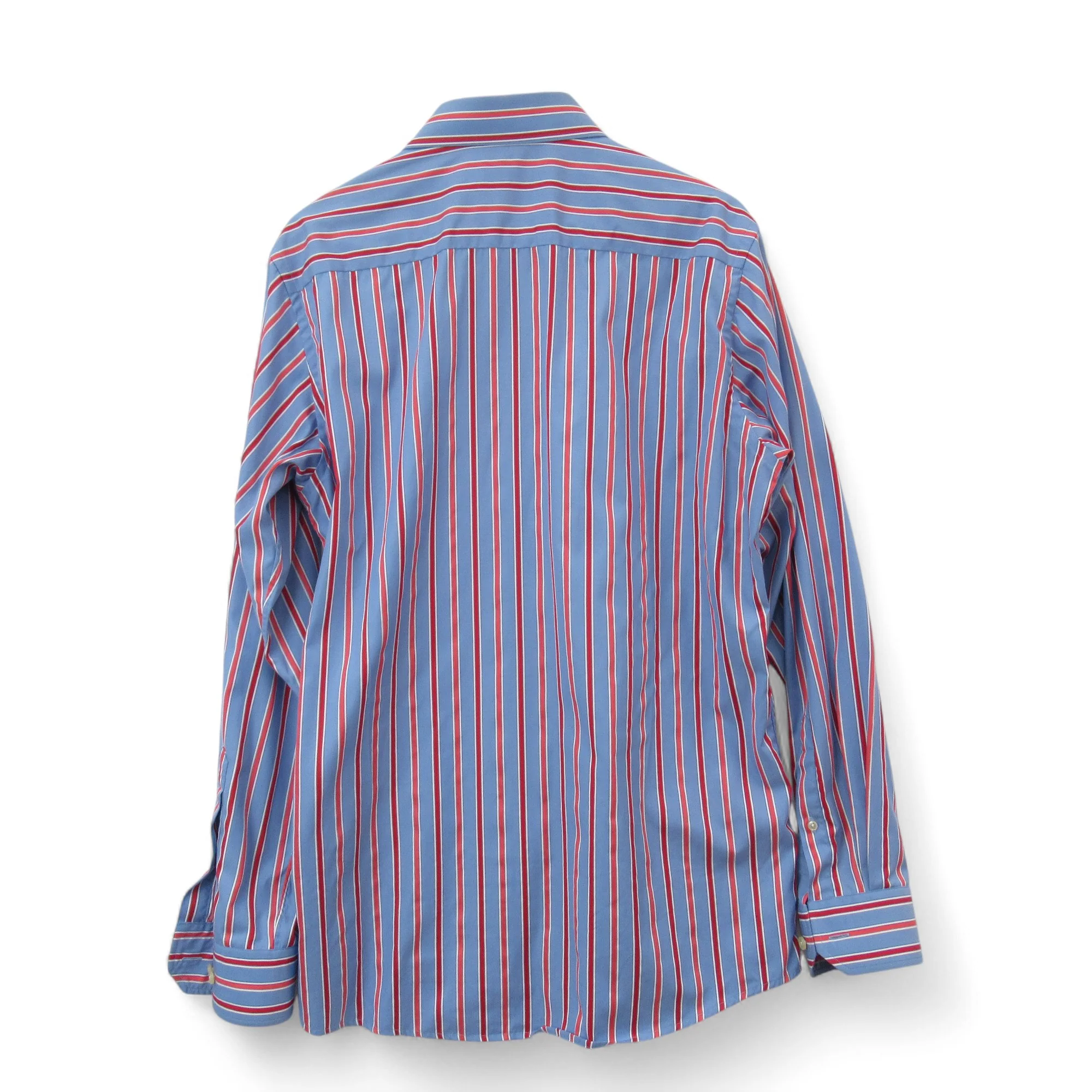 Eton Contemporary Striped Shirt Vintage Blue Red Menswear | Pre-loved - Image 4