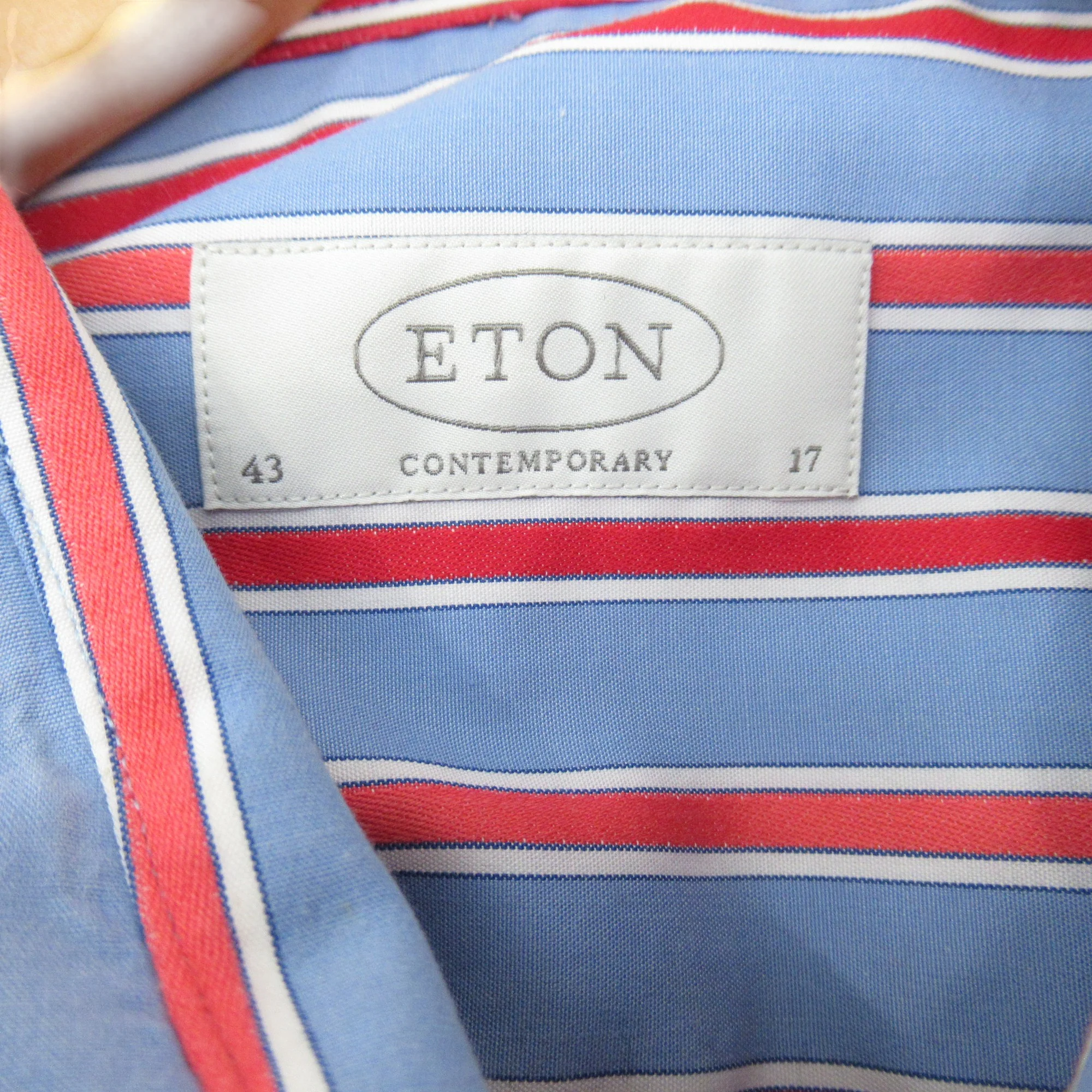 Eton Contemporary Striped Shirt Vintage Blue Red Menswear | Pre-loved - Image 7