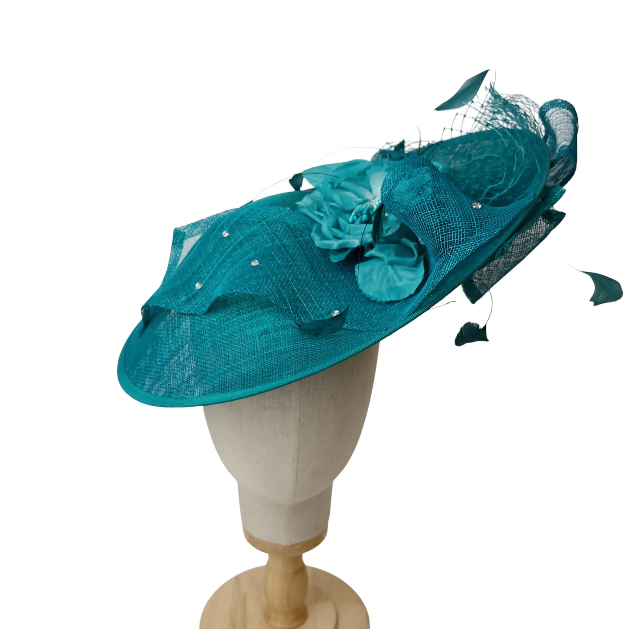 Evelyn Anne Teal Blue Ladies Special Occasion Wedding Fascinator Womenswear | Pre-loved